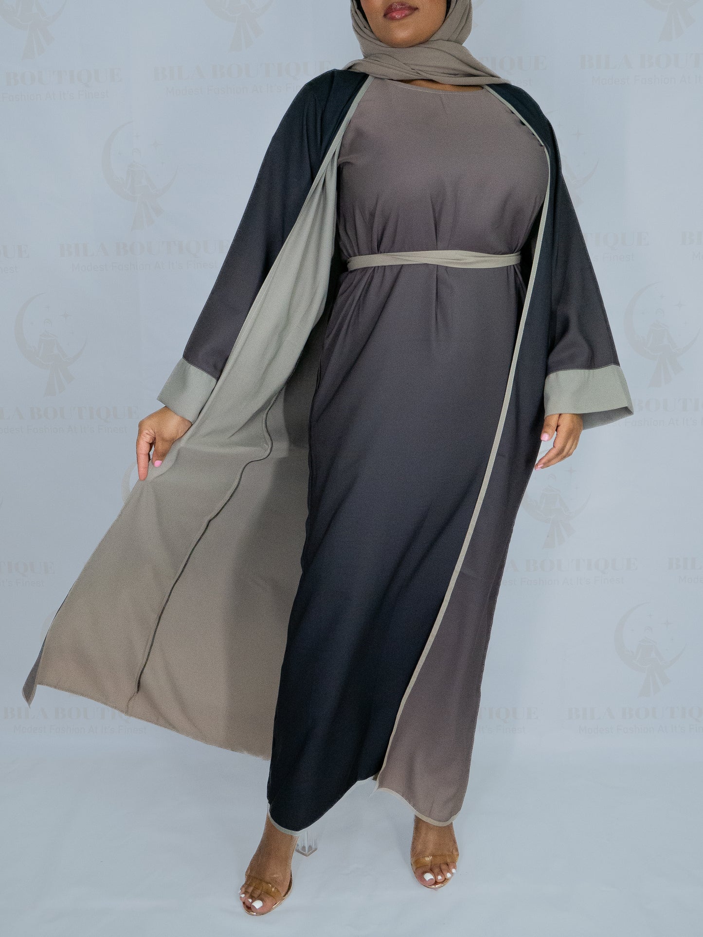 Ashy Green Gradient Abaya