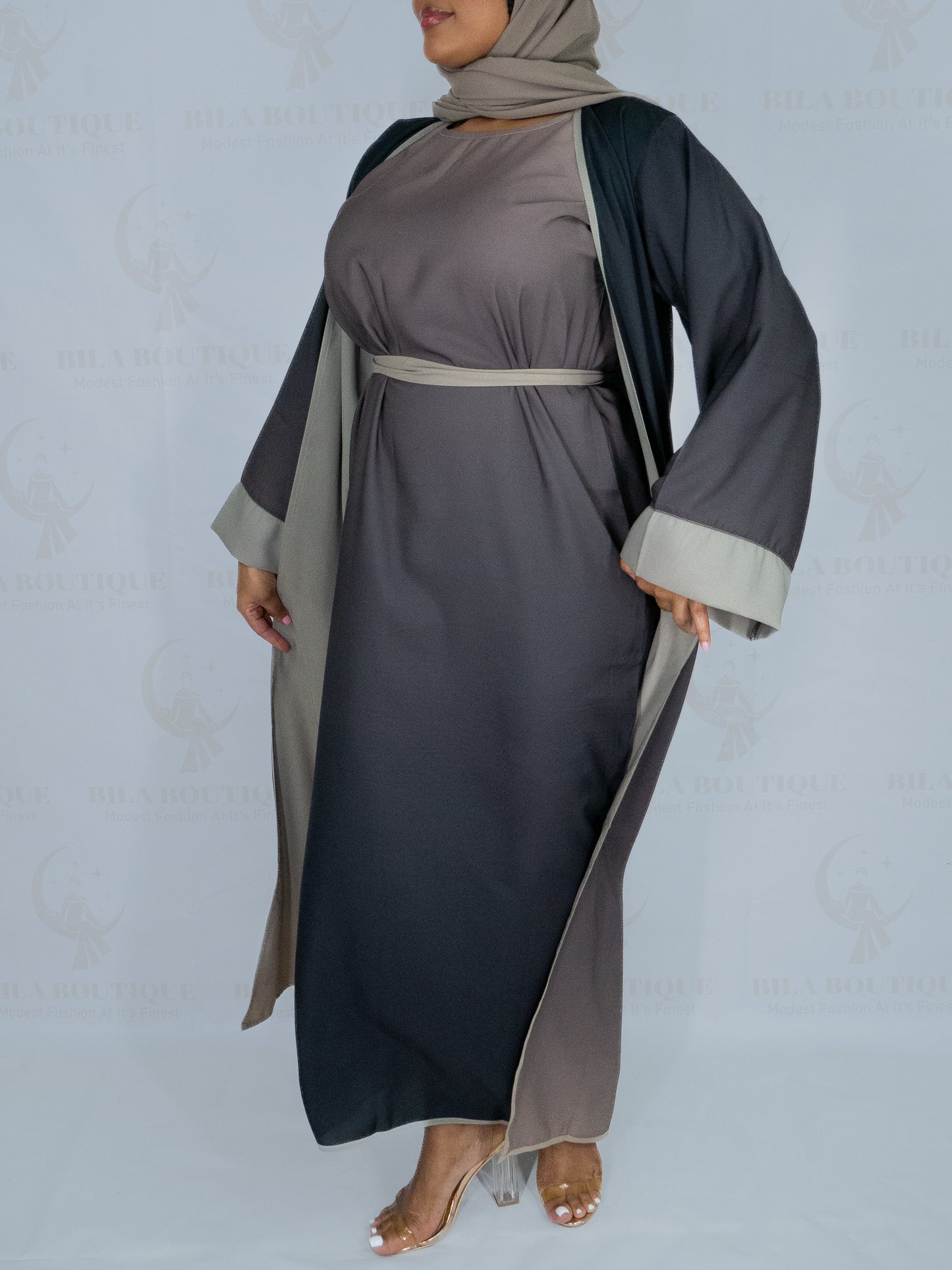 Ashy Green Gradient Abaya