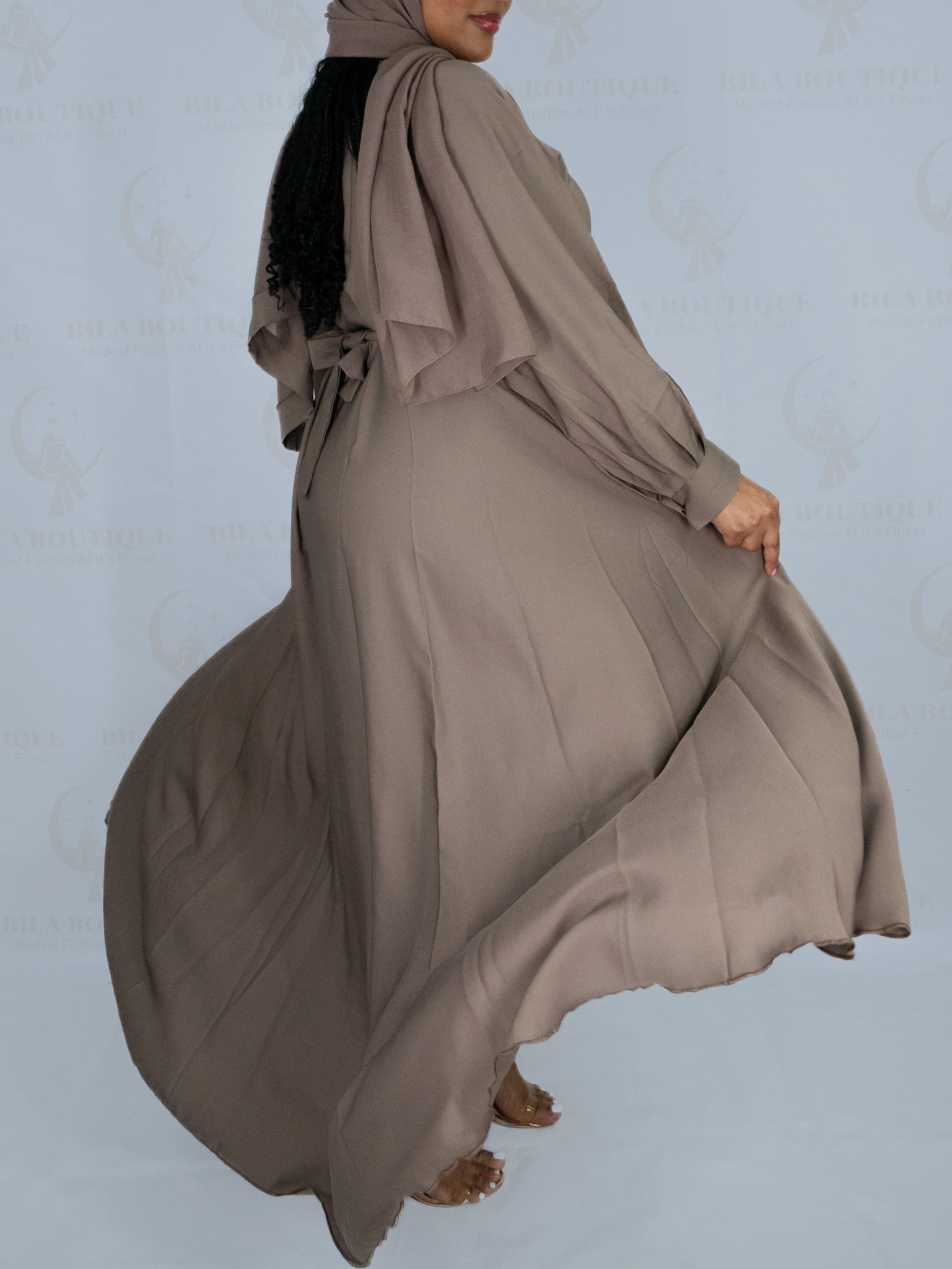 Light Brown Button Abaya