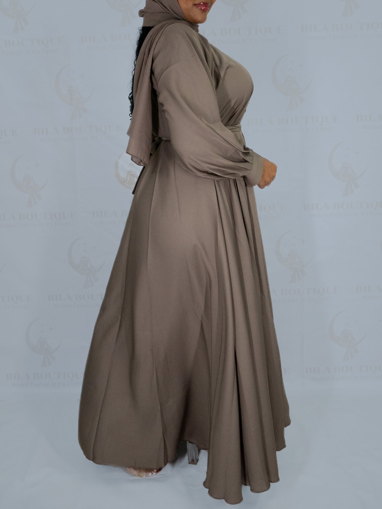 Light Brown Button Abaya