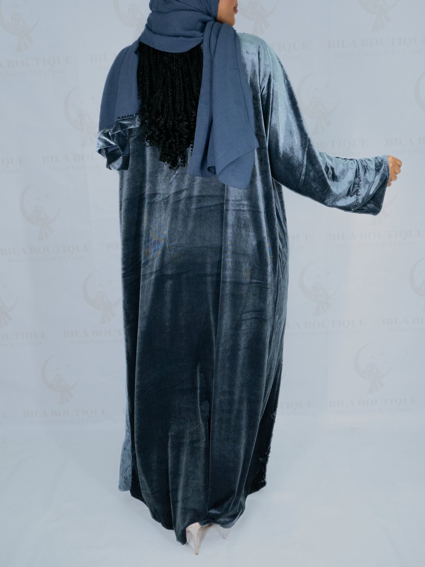 Blue Velvet Abaya