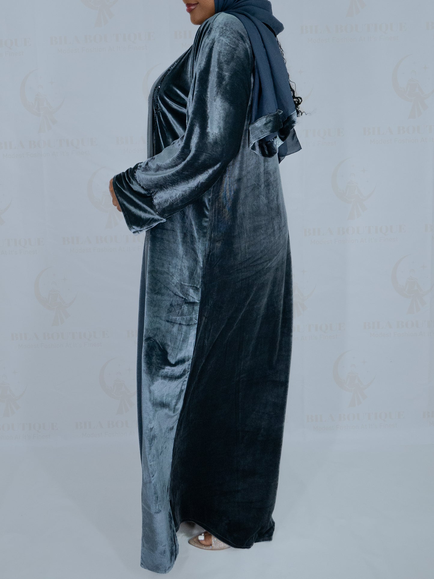 Blue Velvet Abaya