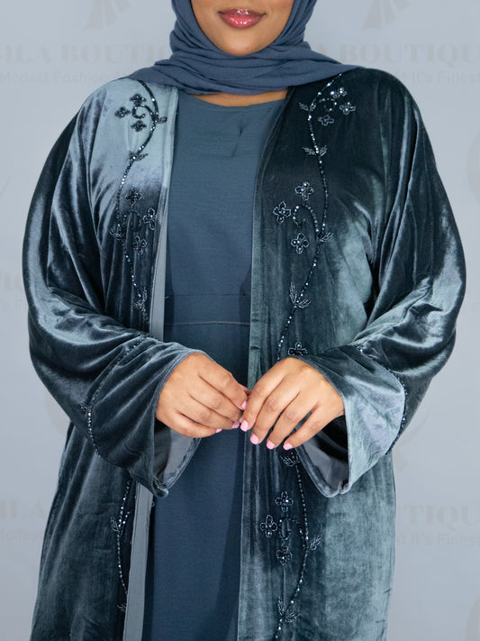 Blue Velvet Abaya