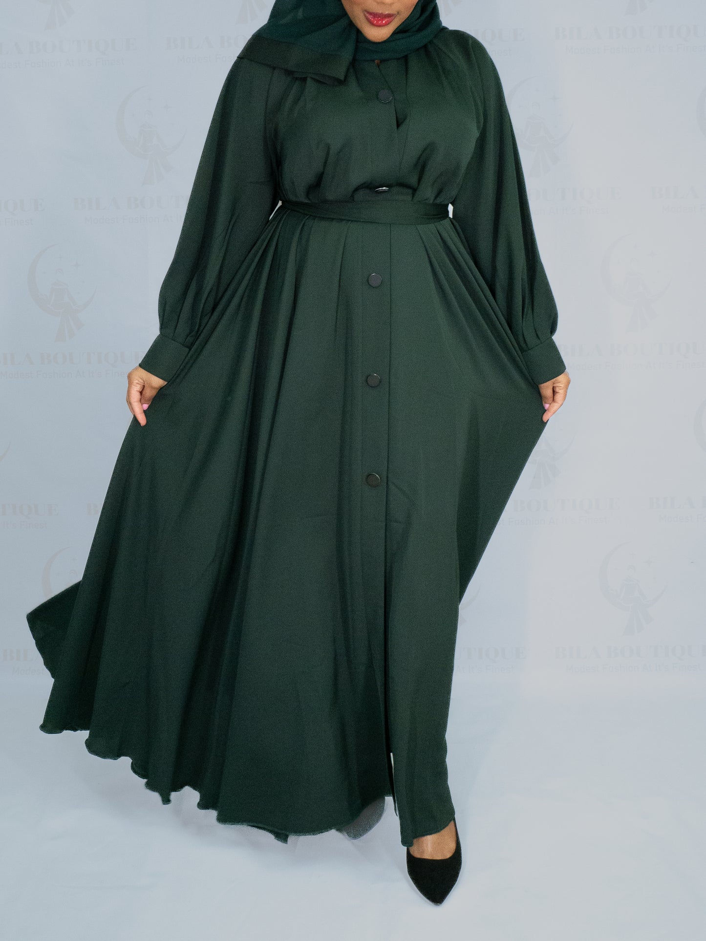 Green Button Abaya