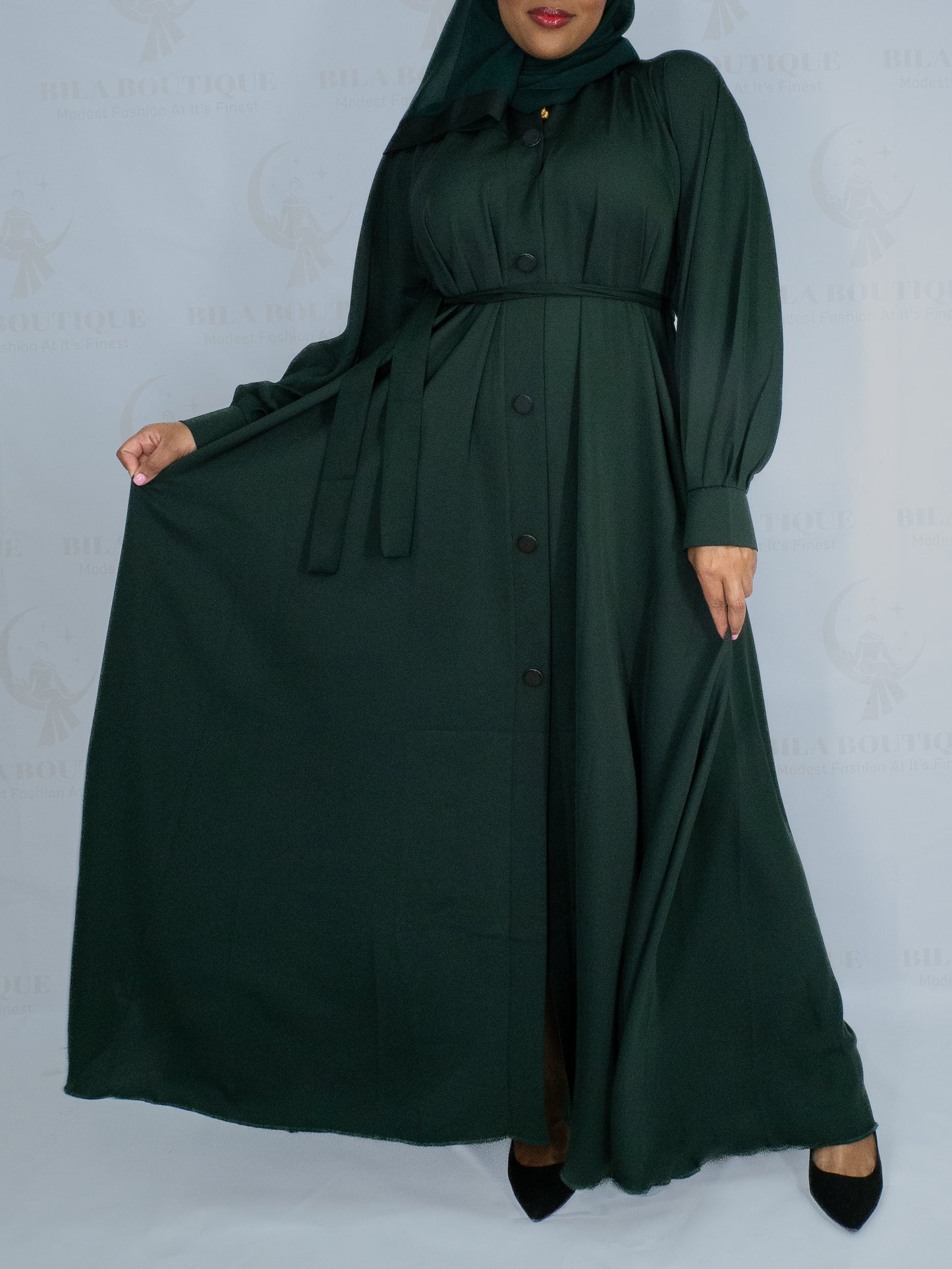 Green Button Abaya