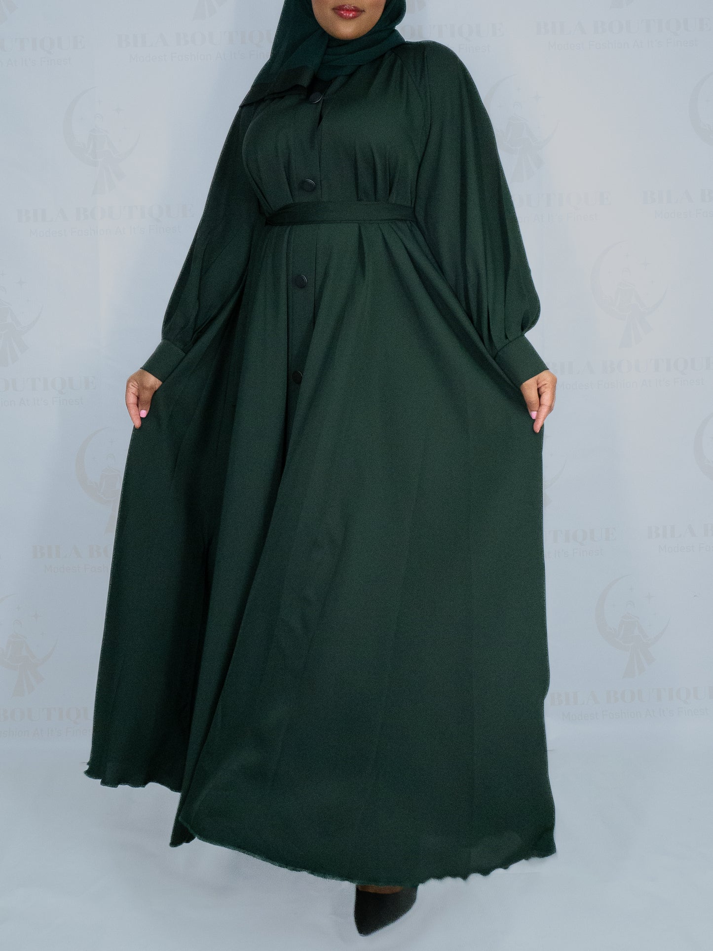 Green Button Abaya