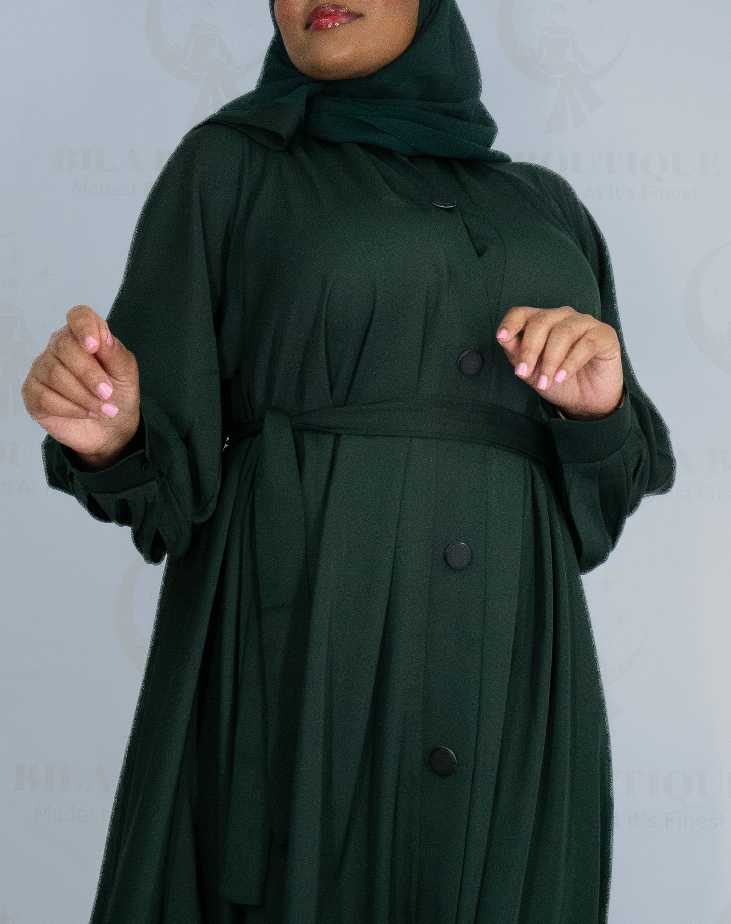 Green Button Abaya