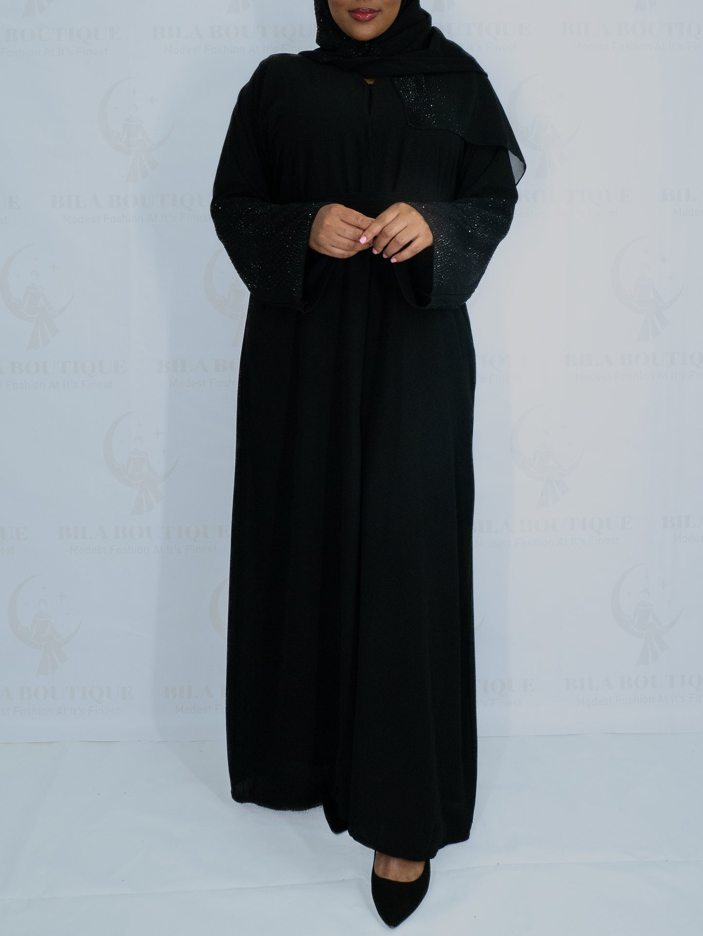 Black 3/4 Rhinestone Abaya