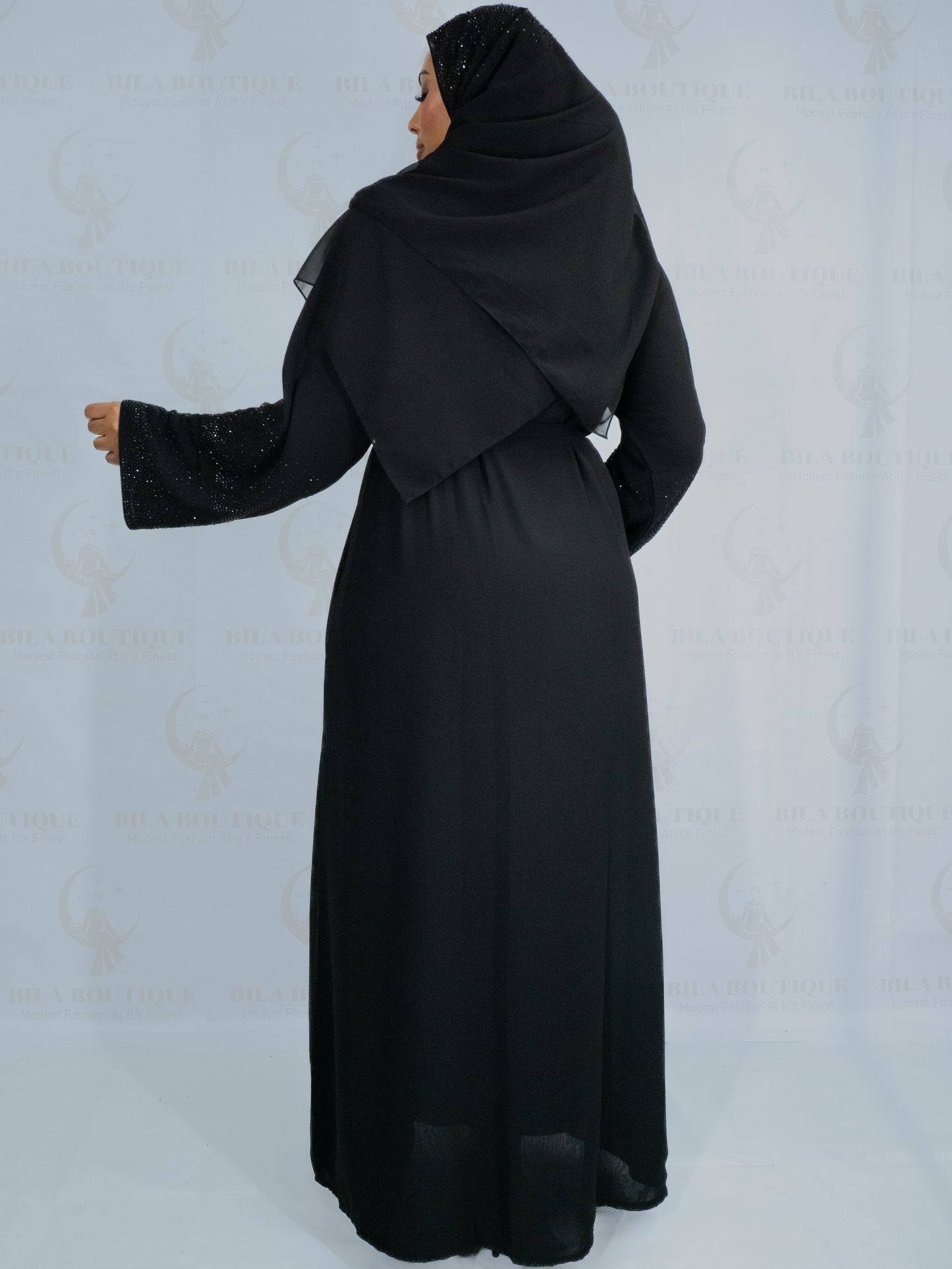 Black 3/4 Rhinestone Abaya