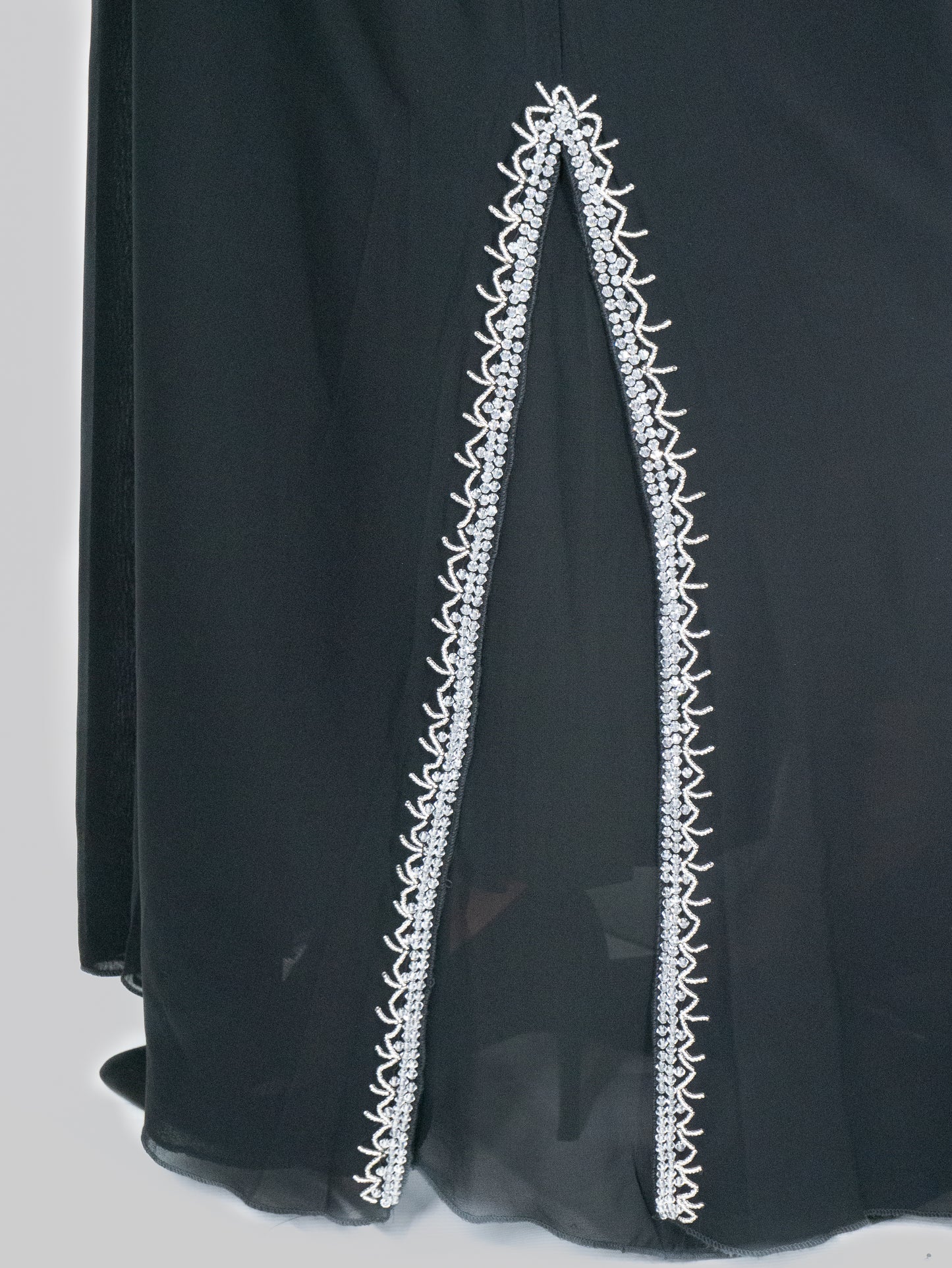 Black Slit Beaded Abaya