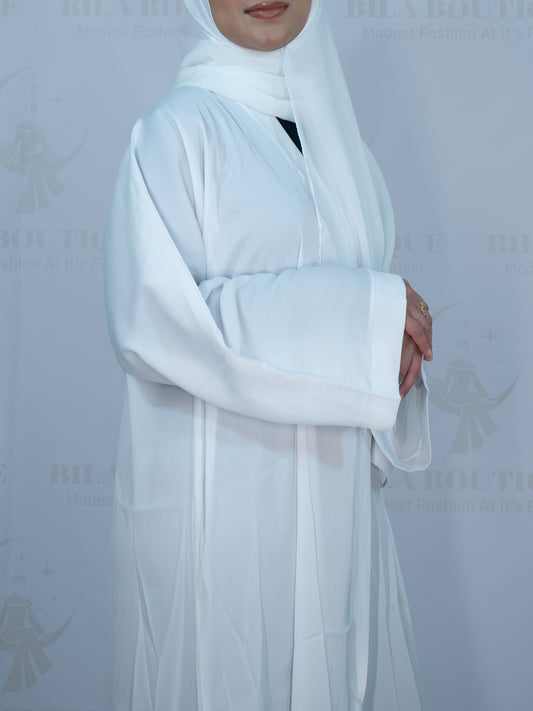 White Solid Plain Button Down Abaya