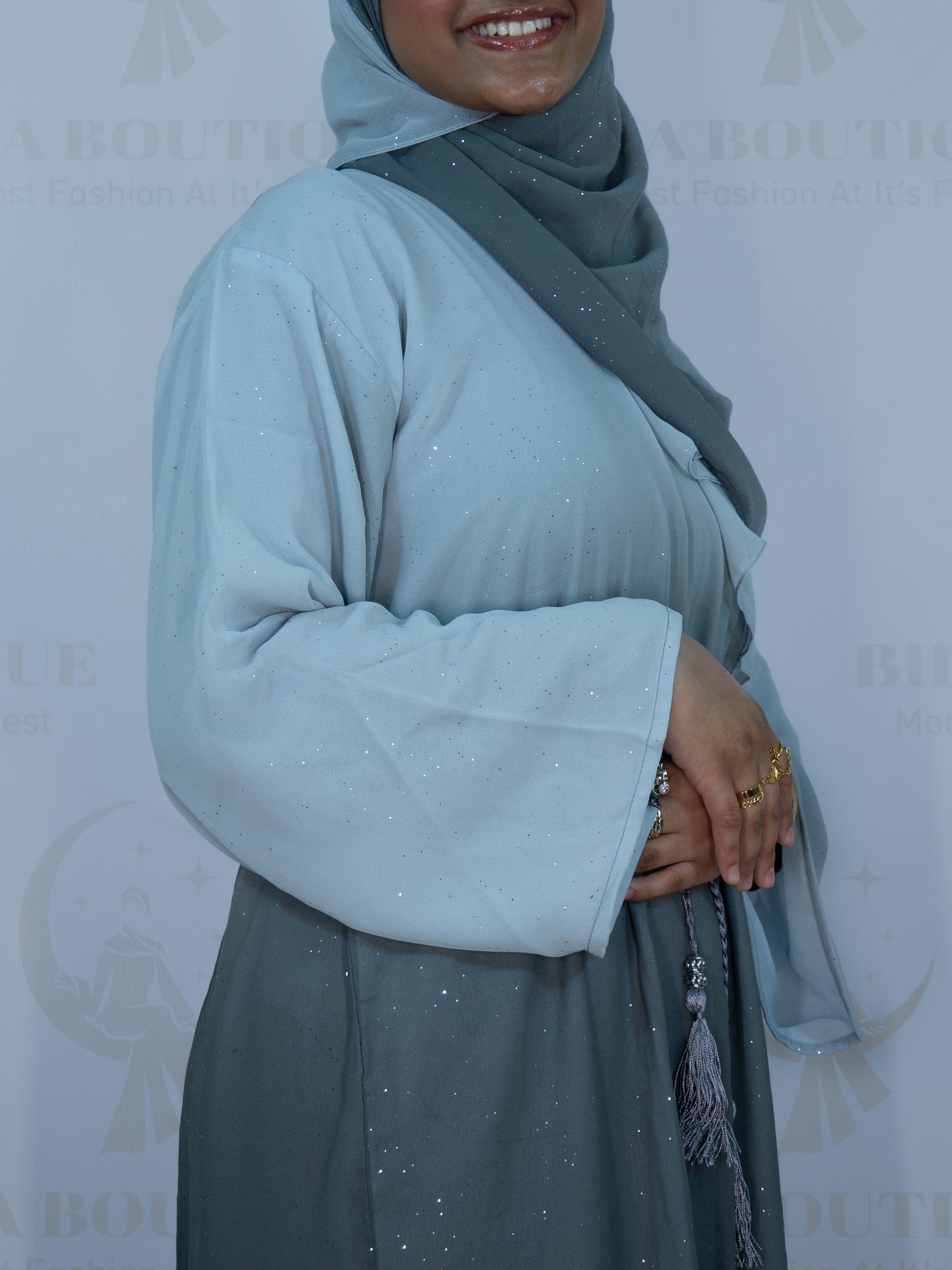 Gray Omber Glitter Abaya