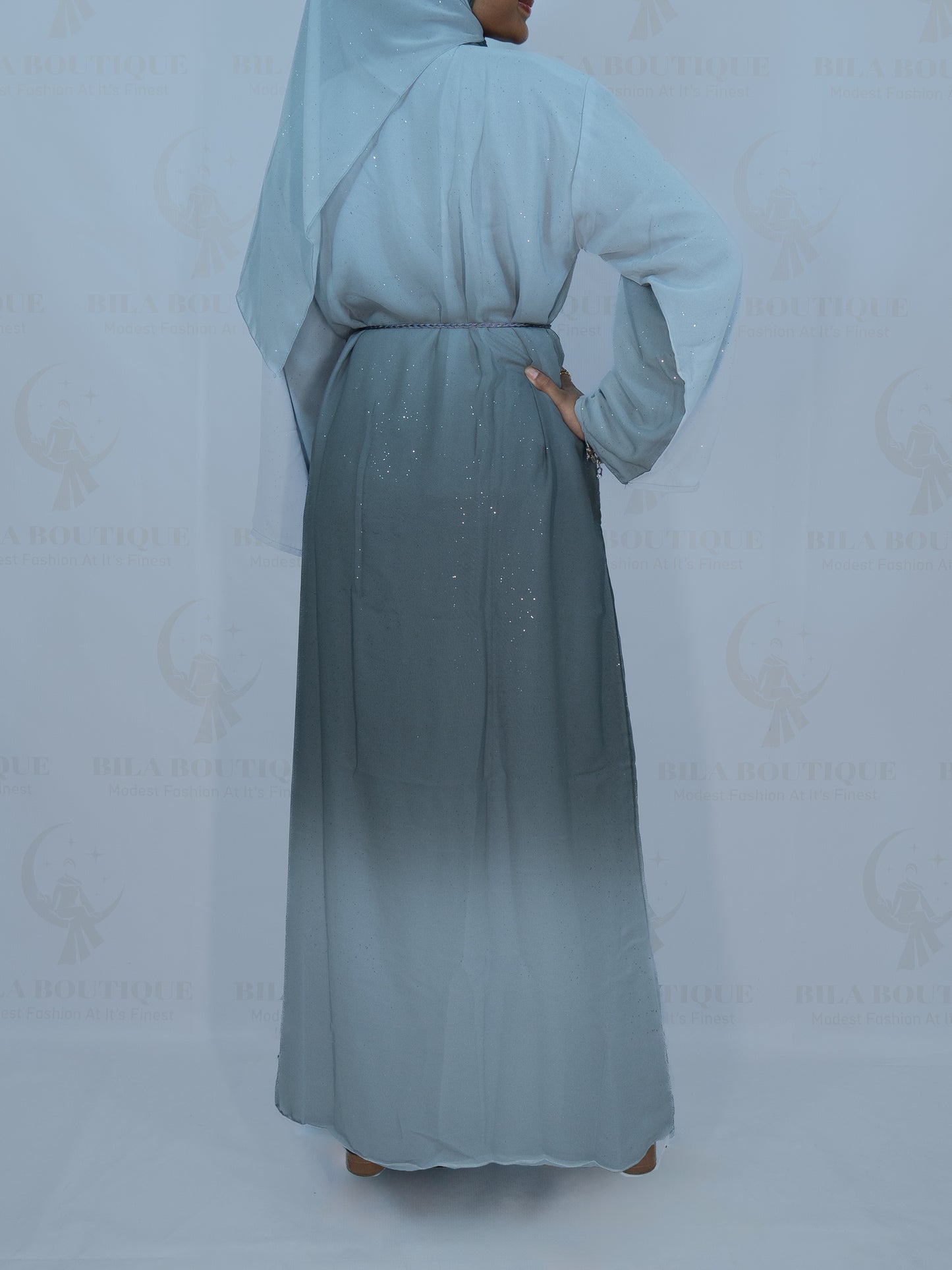 Gray Omber Glitter Abaya