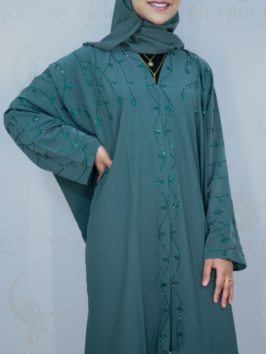 Green Petal Vines Abayas