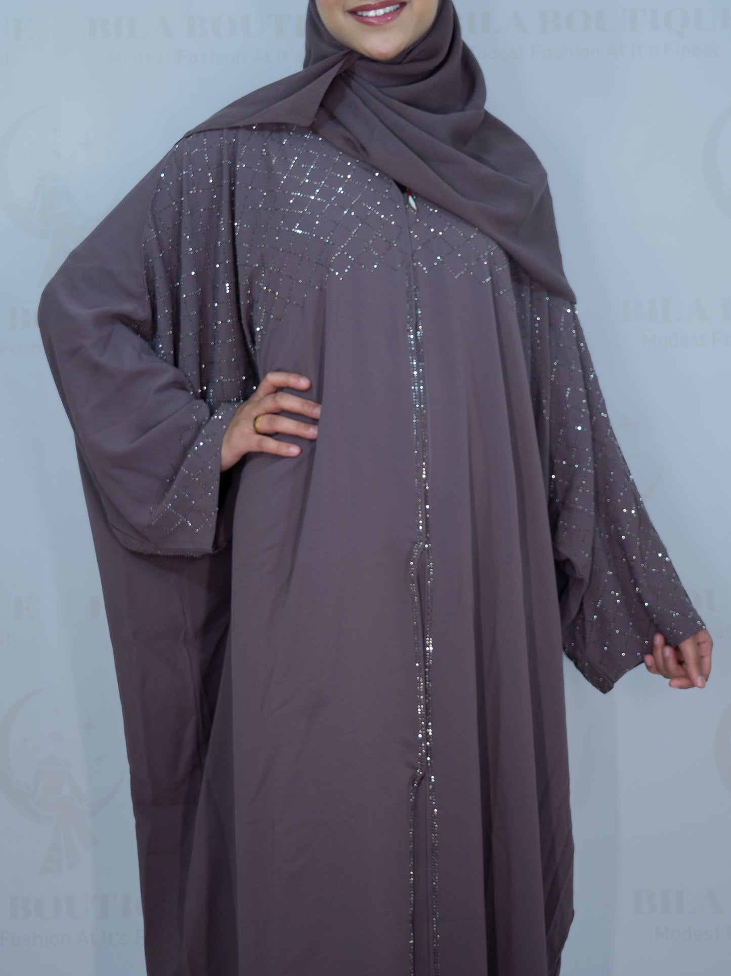 Purple Gemmed Diamond Abaya