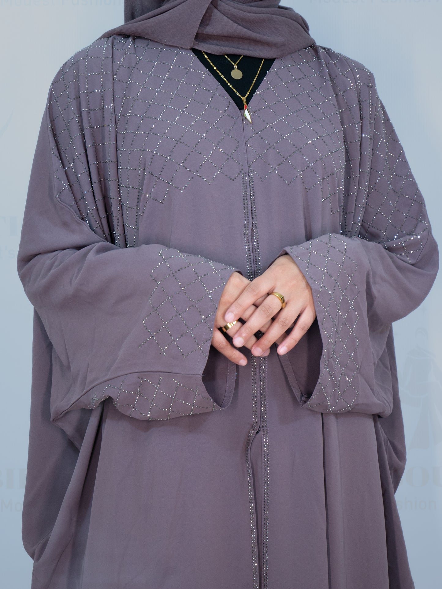 Purple Gemmed Diamond Abaya