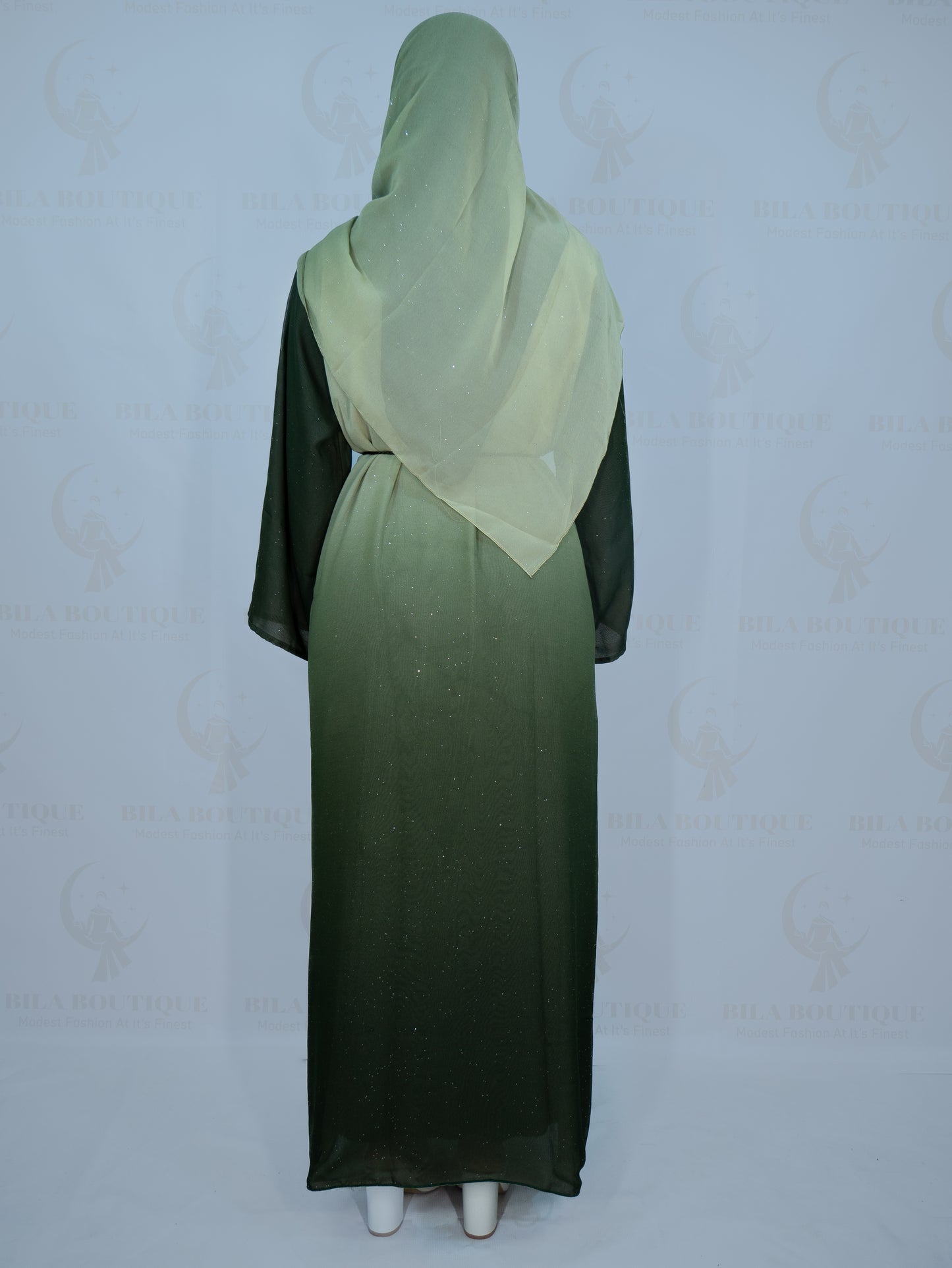 Green Omber Glitter Abaya