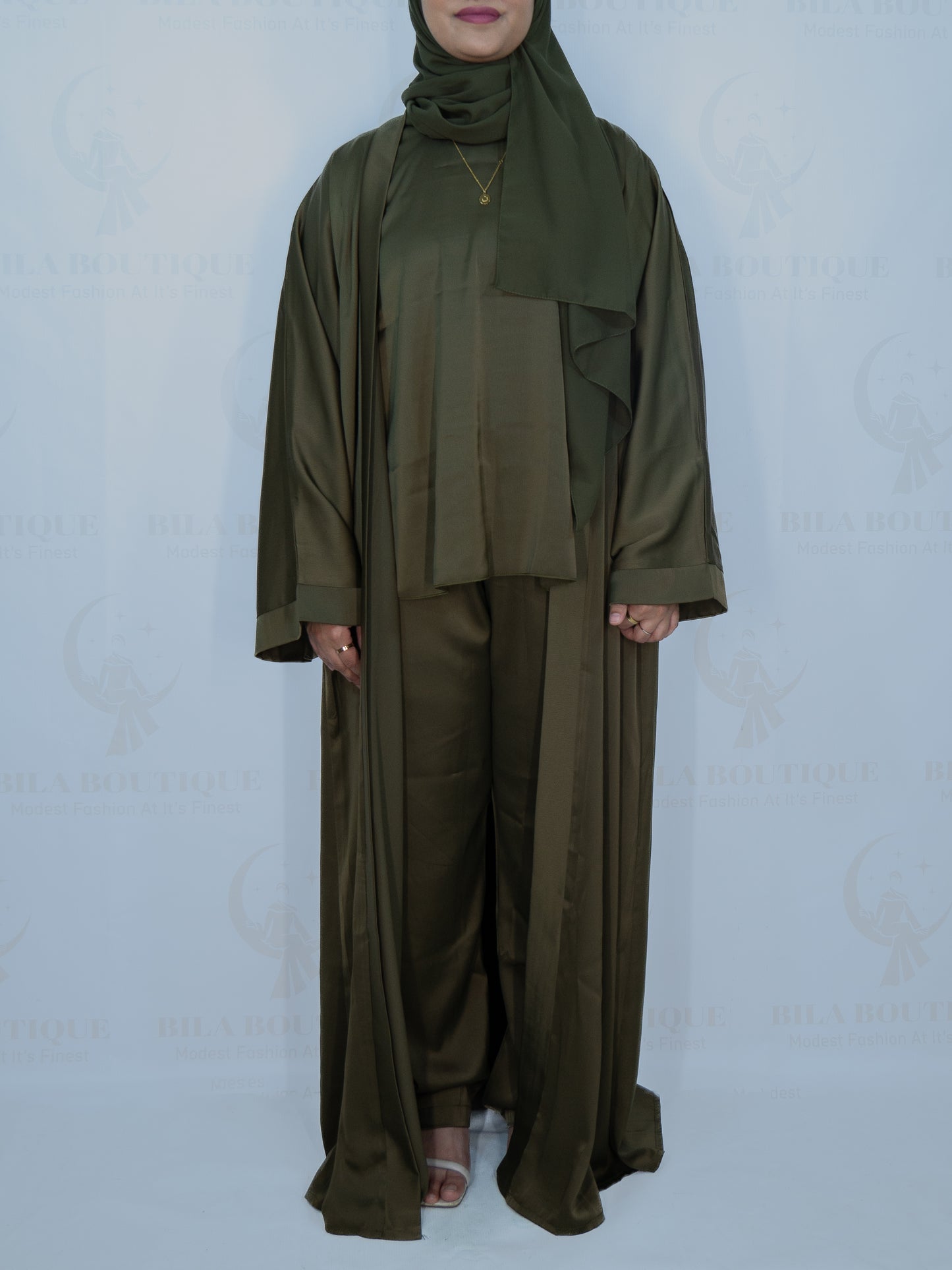 Green Satin Pant Abaya