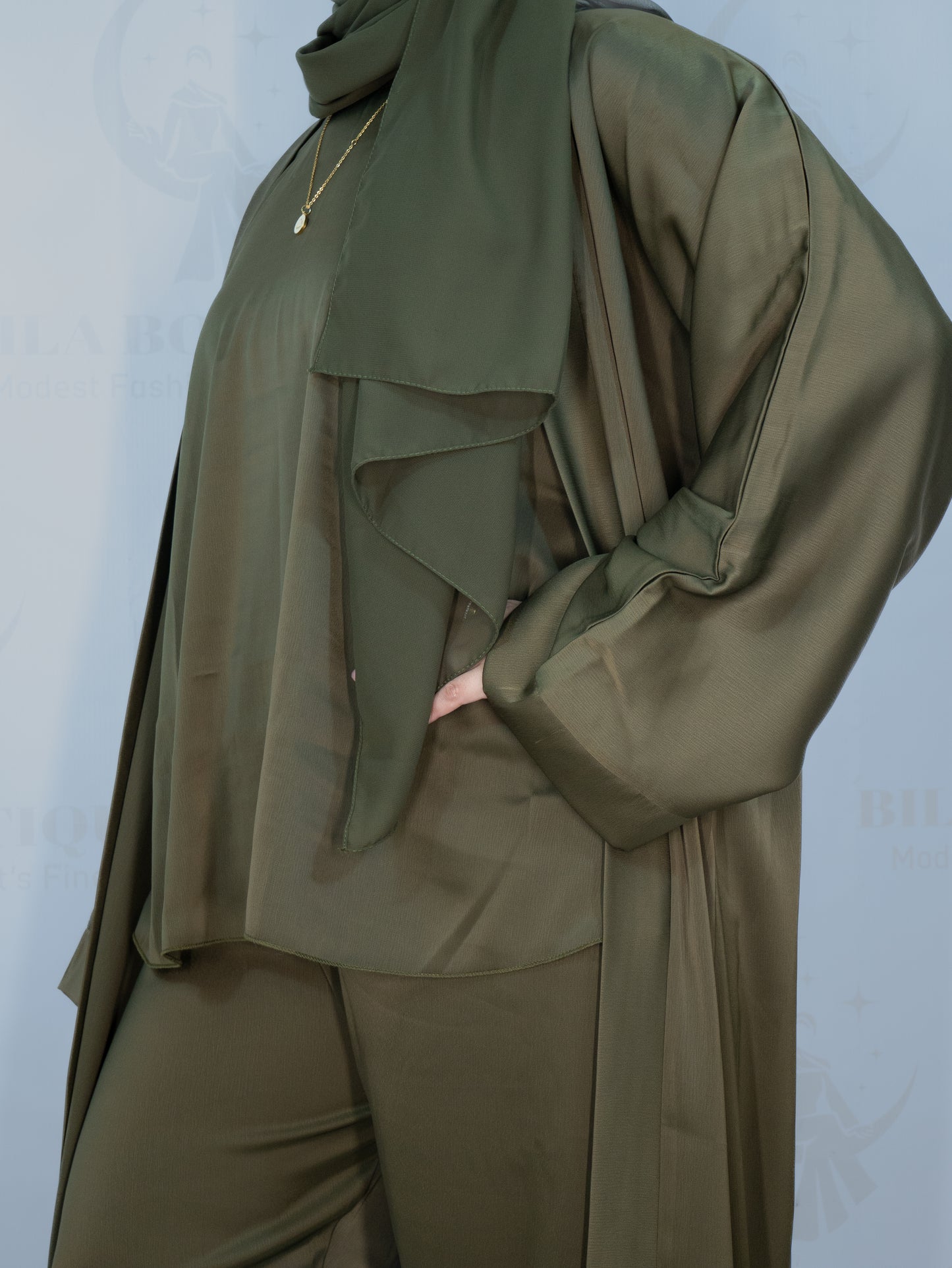 Green Satin Pant Abaya