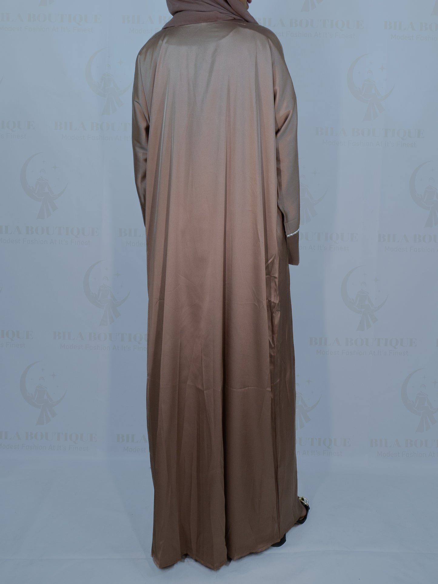 Bronze Seashell Rhinestone Open Abaya