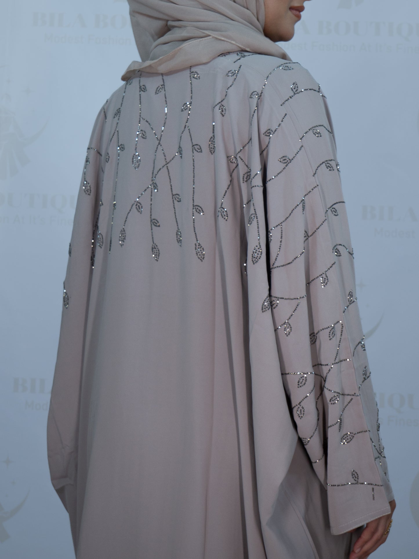 Beige Petal Vines Abaya