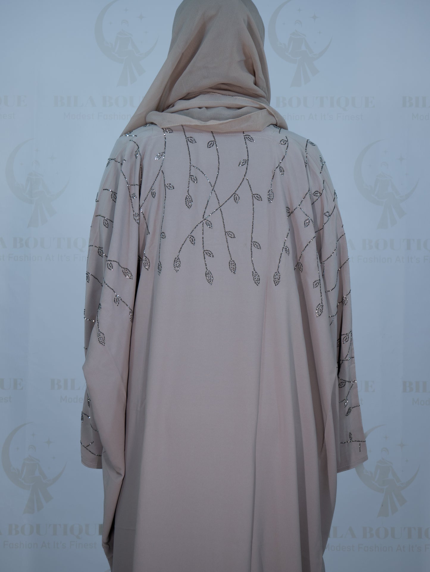 Beige Petal Vines Abaya