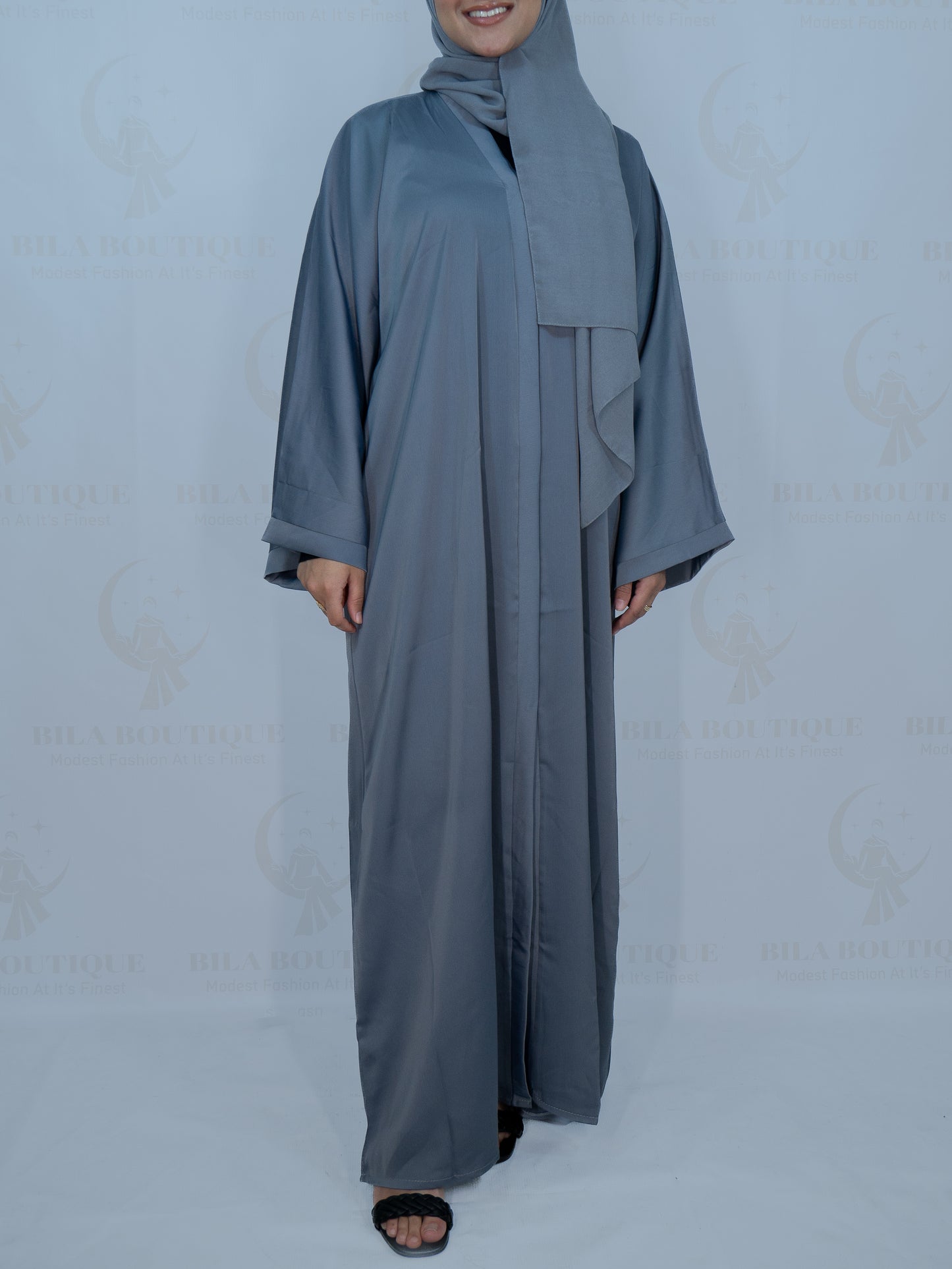 Pastel Blue Plain Solid Abaya