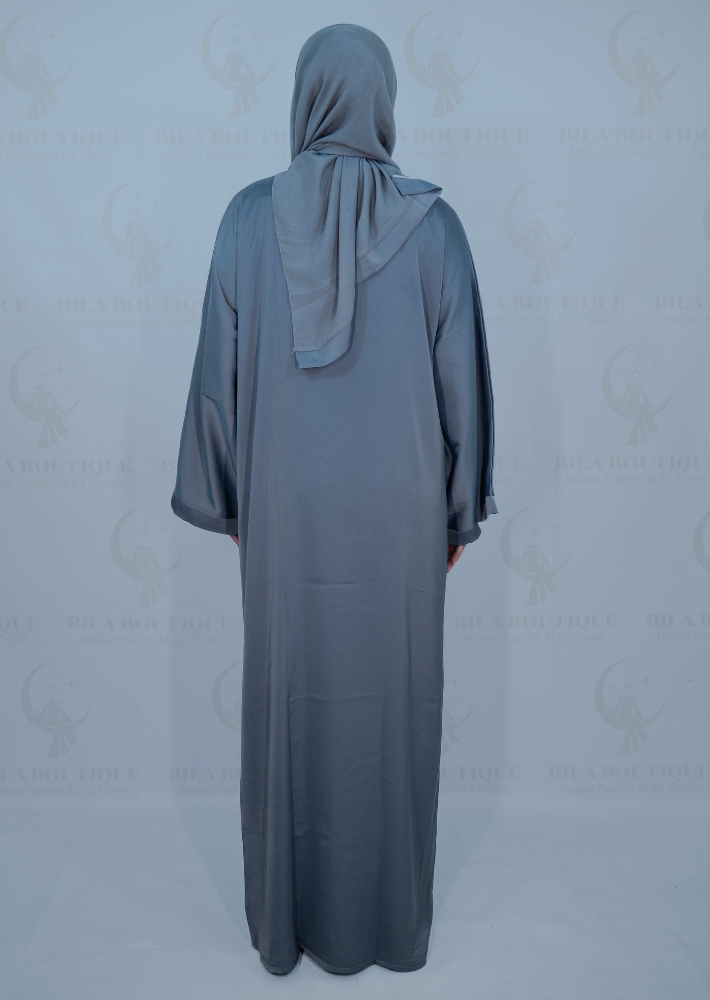 Pastel Blue Plain Solid Abaya