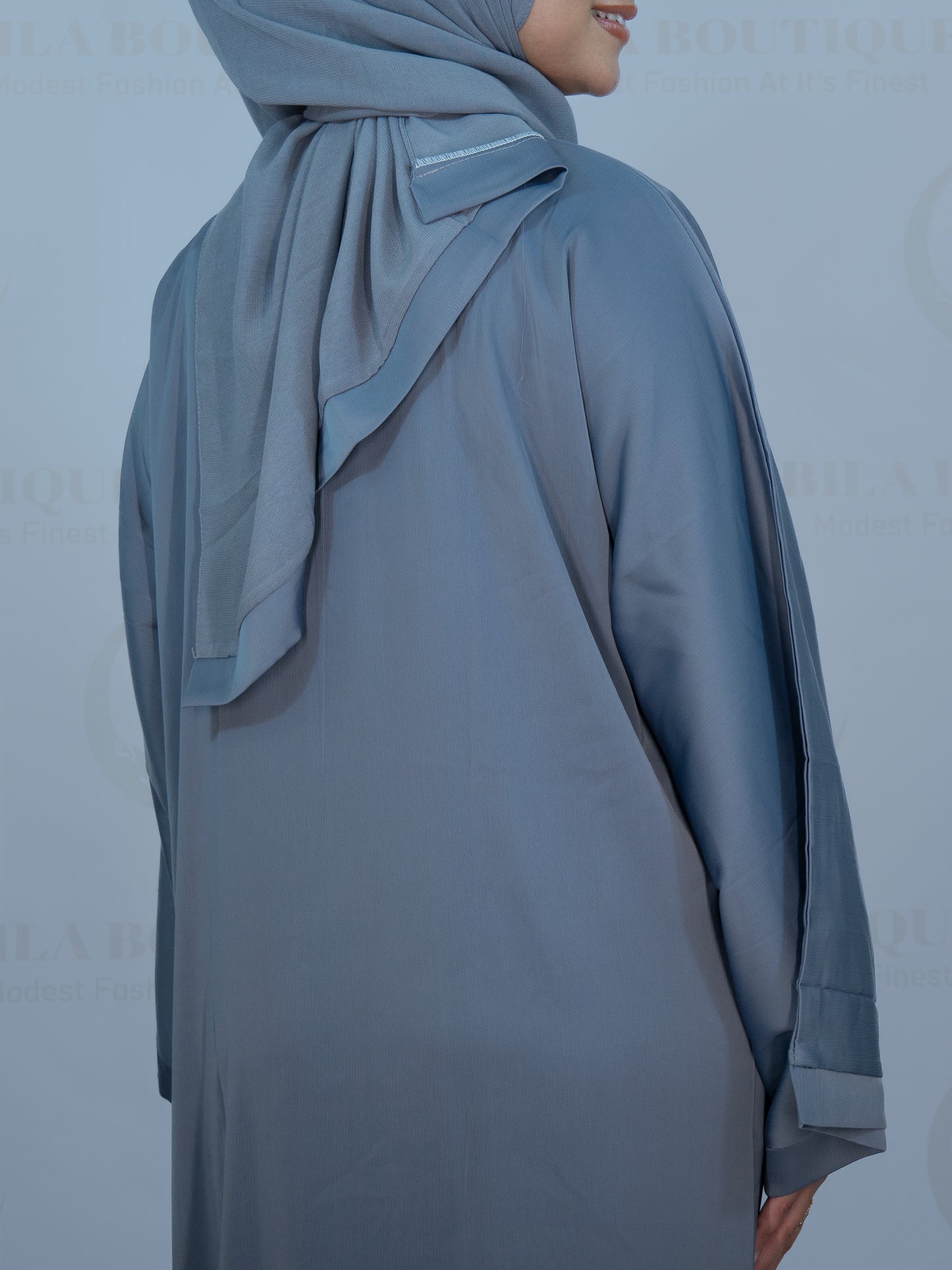 Pastel Blue Plain Solid Abaya