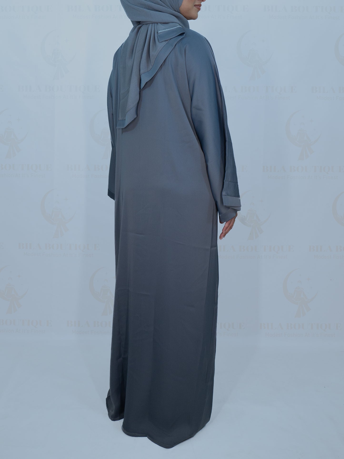 Pastel Blue Plain Solid Abaya