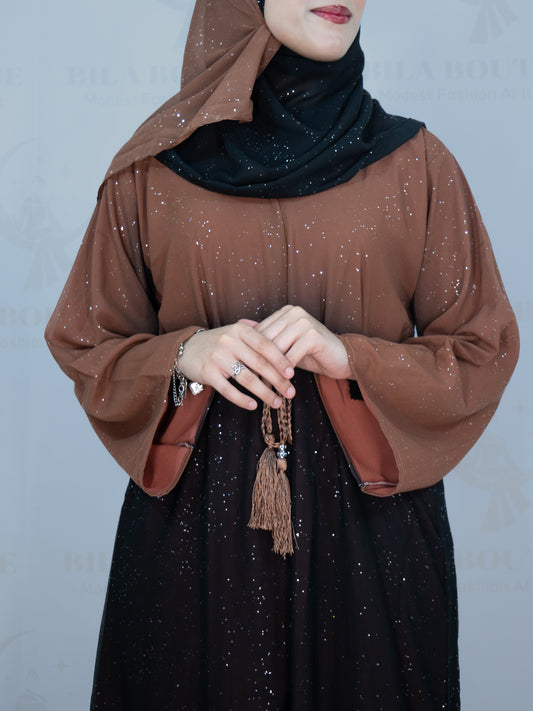 Brown Omber Glitter Abaya