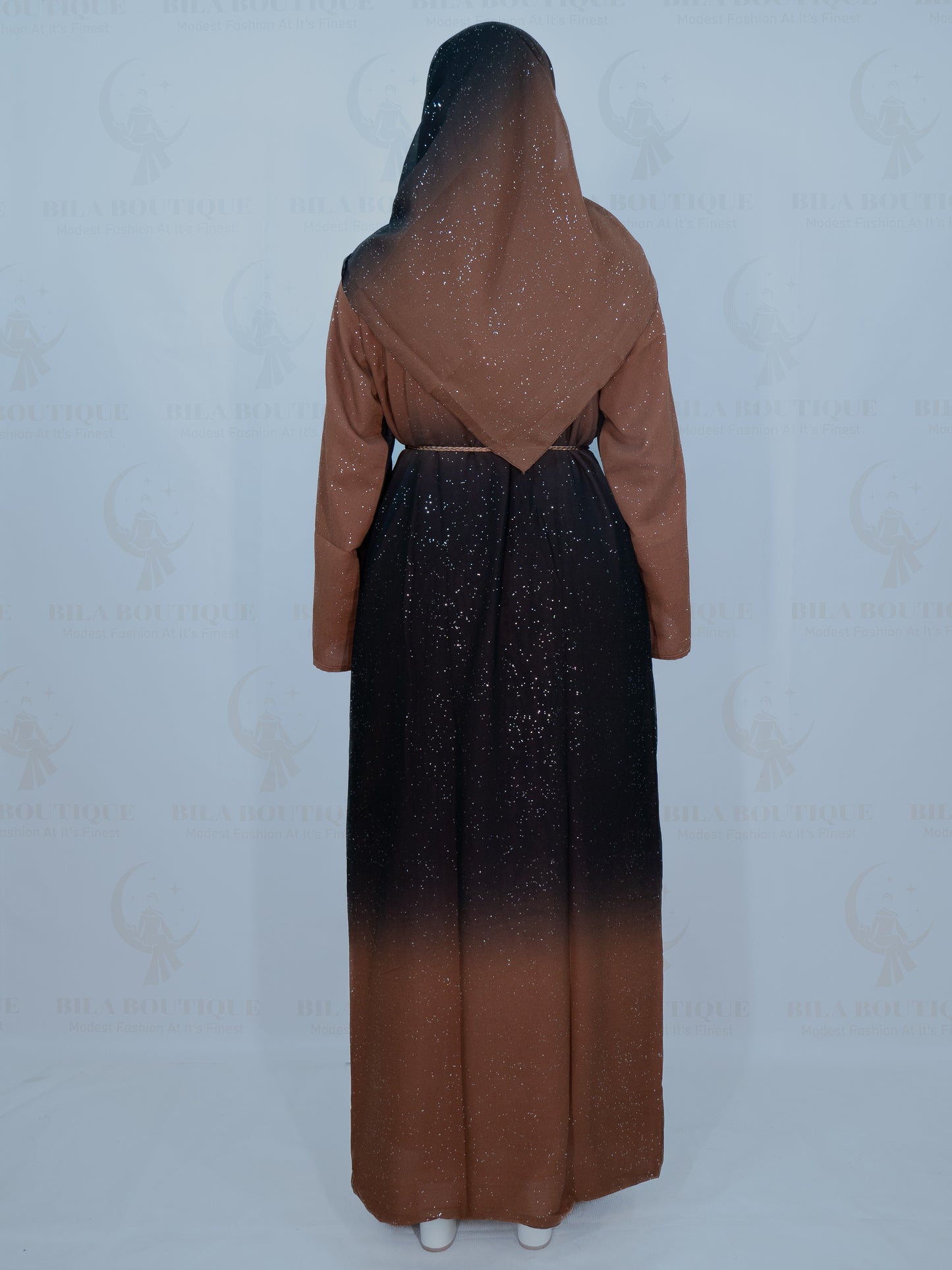 Brown Omber Glitter Abaya