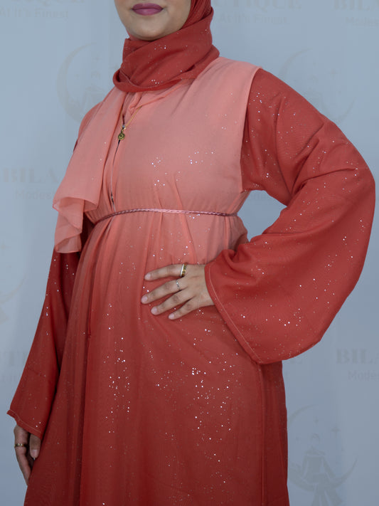 Pink Omber Giltter Abaya