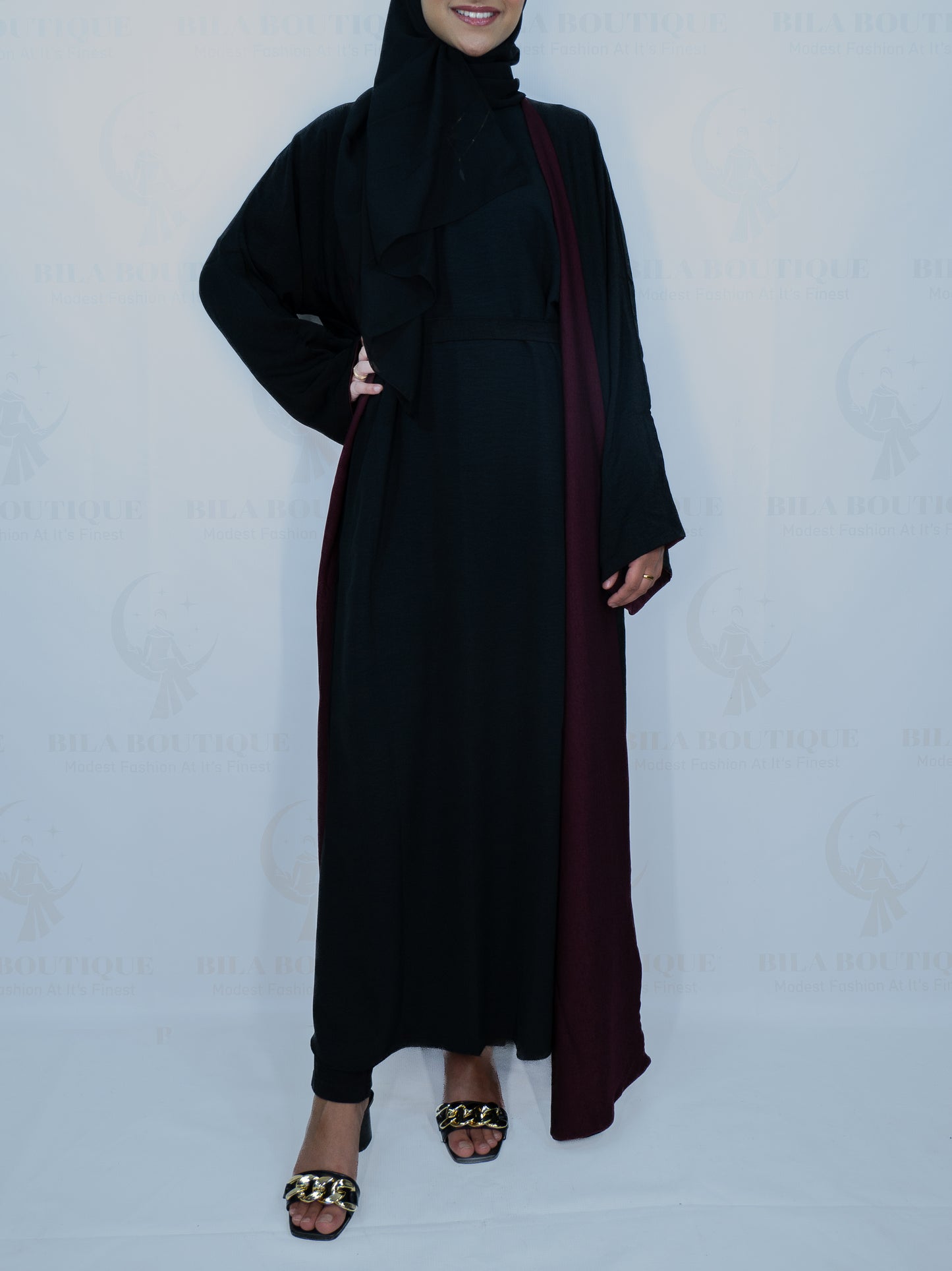 Red/Black Double Sided Abaya