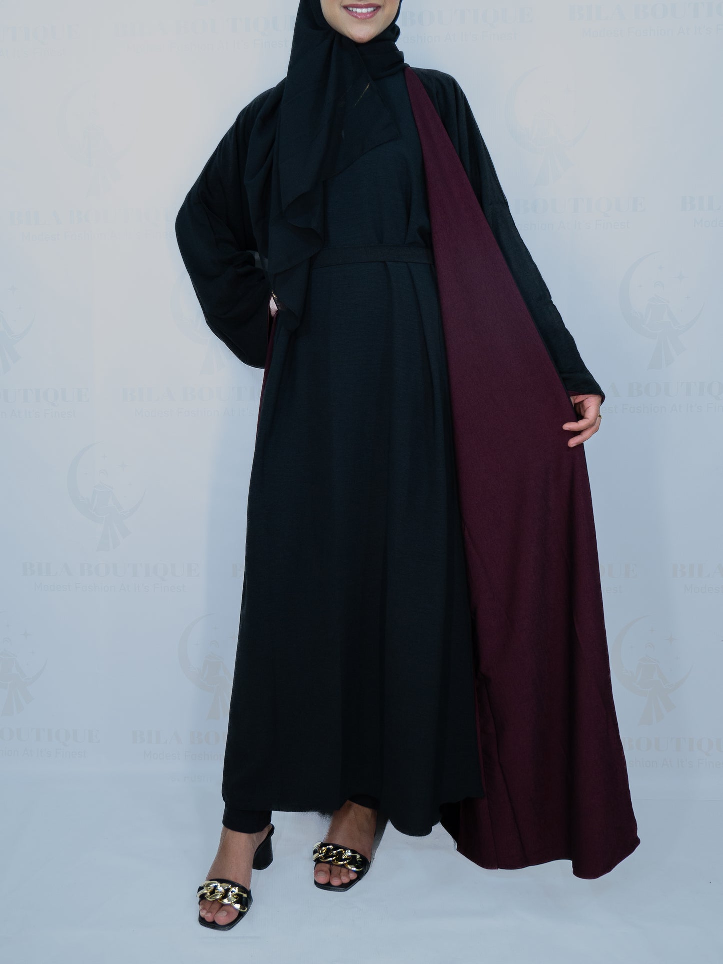 Red/Black Double Sided Abaya