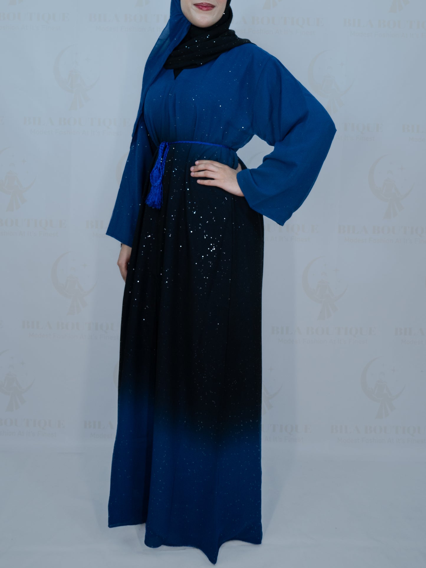 Blue Ombre Glitter Abaya