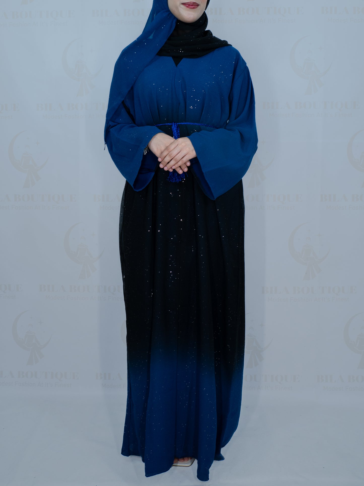 Blue Ombre Glitter Abaya