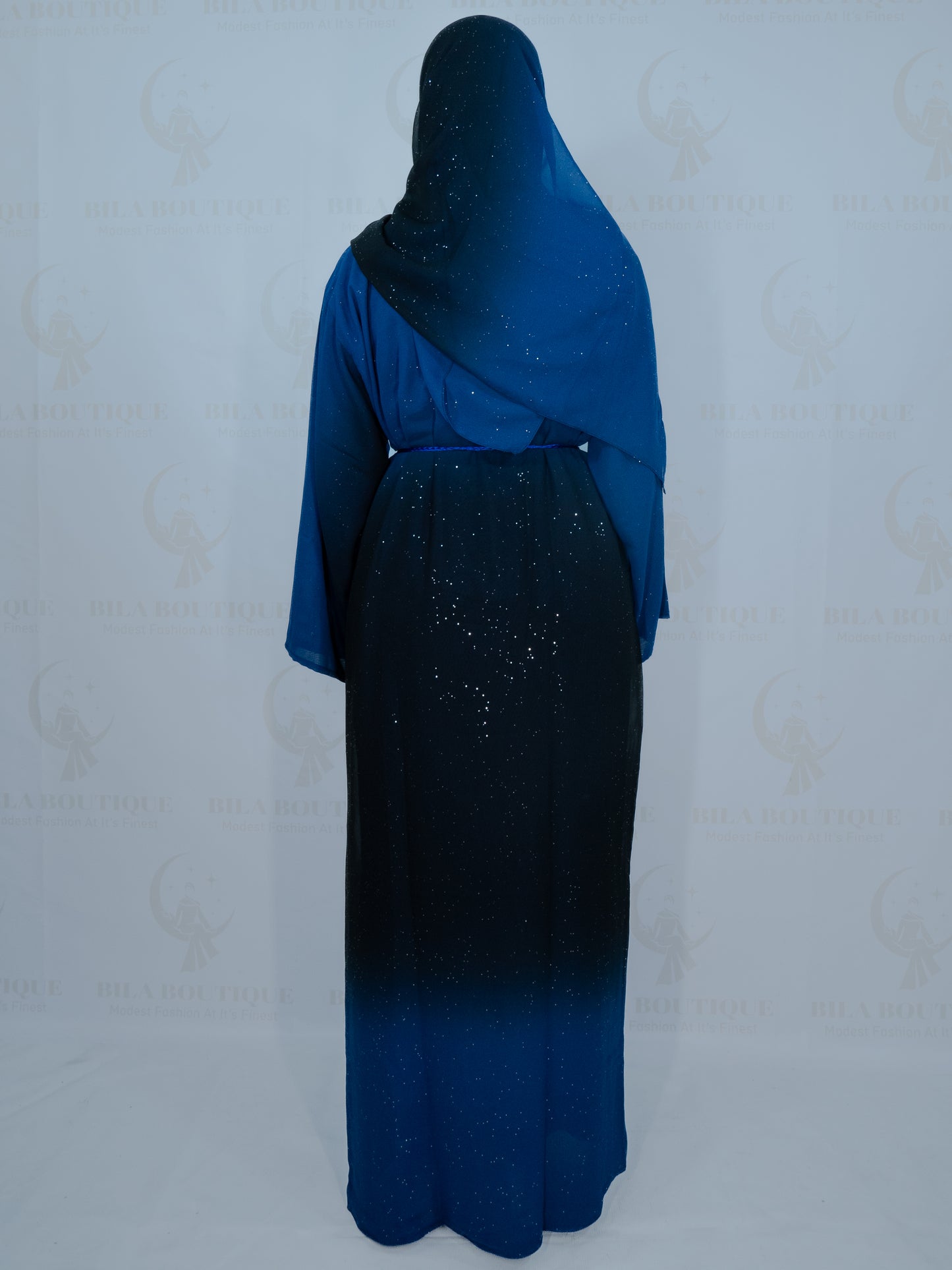 Blue Ombre Glitter Abaya