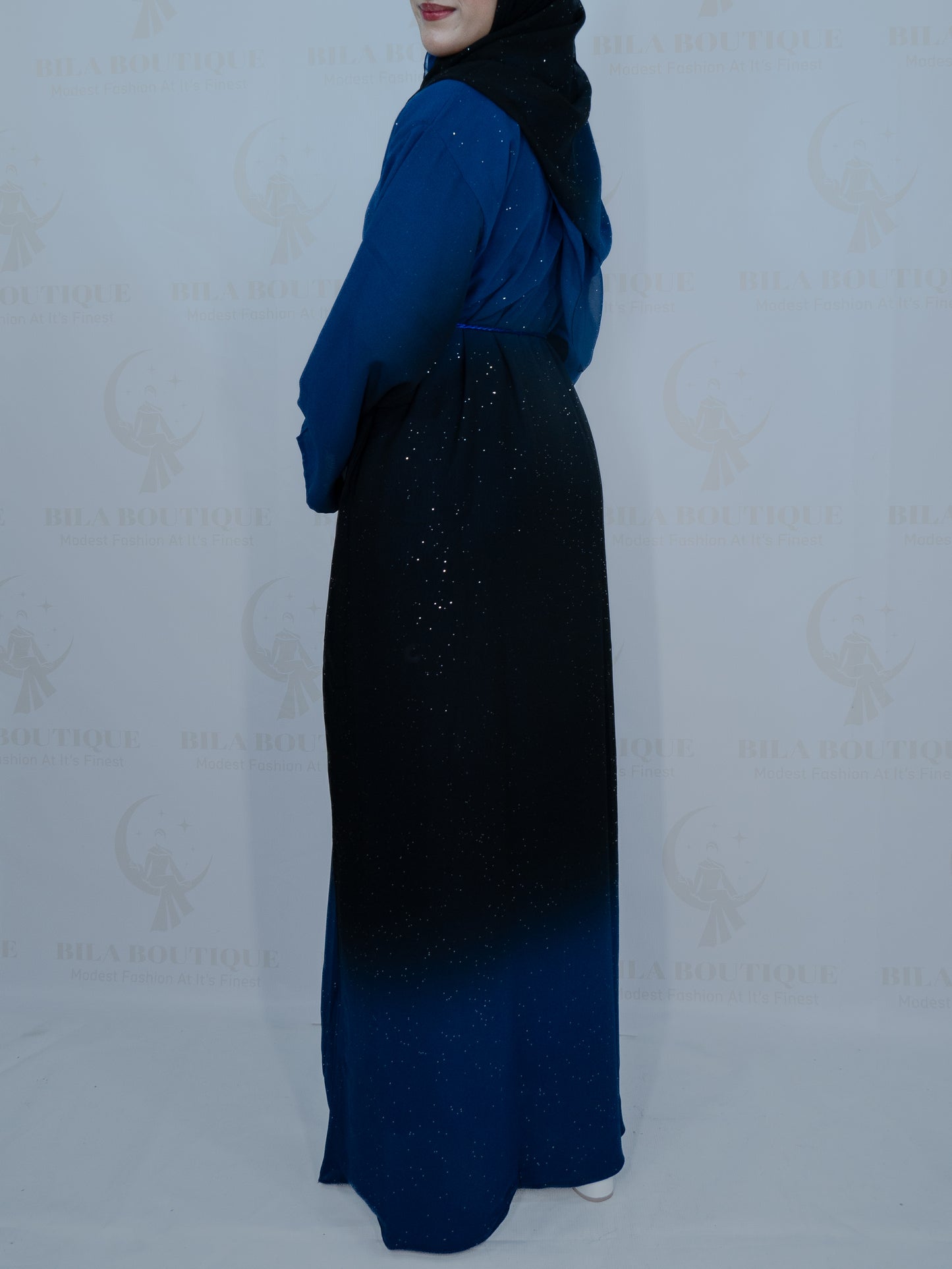 Blue Ombre Glitter Abaya