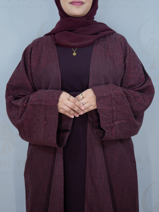 Red Gemmed Sleeve Abaya