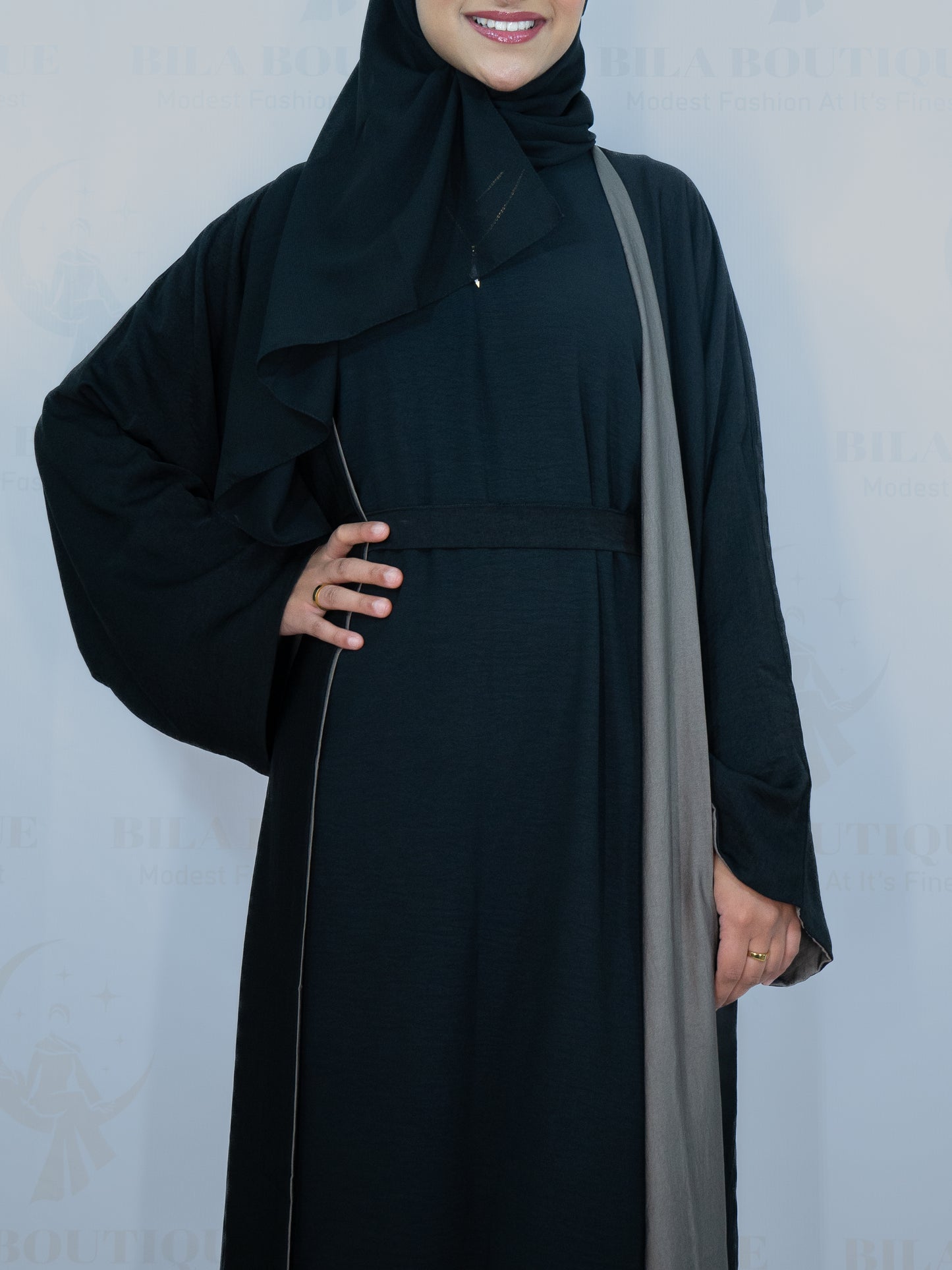 Grey/Black Double Sided Abaya