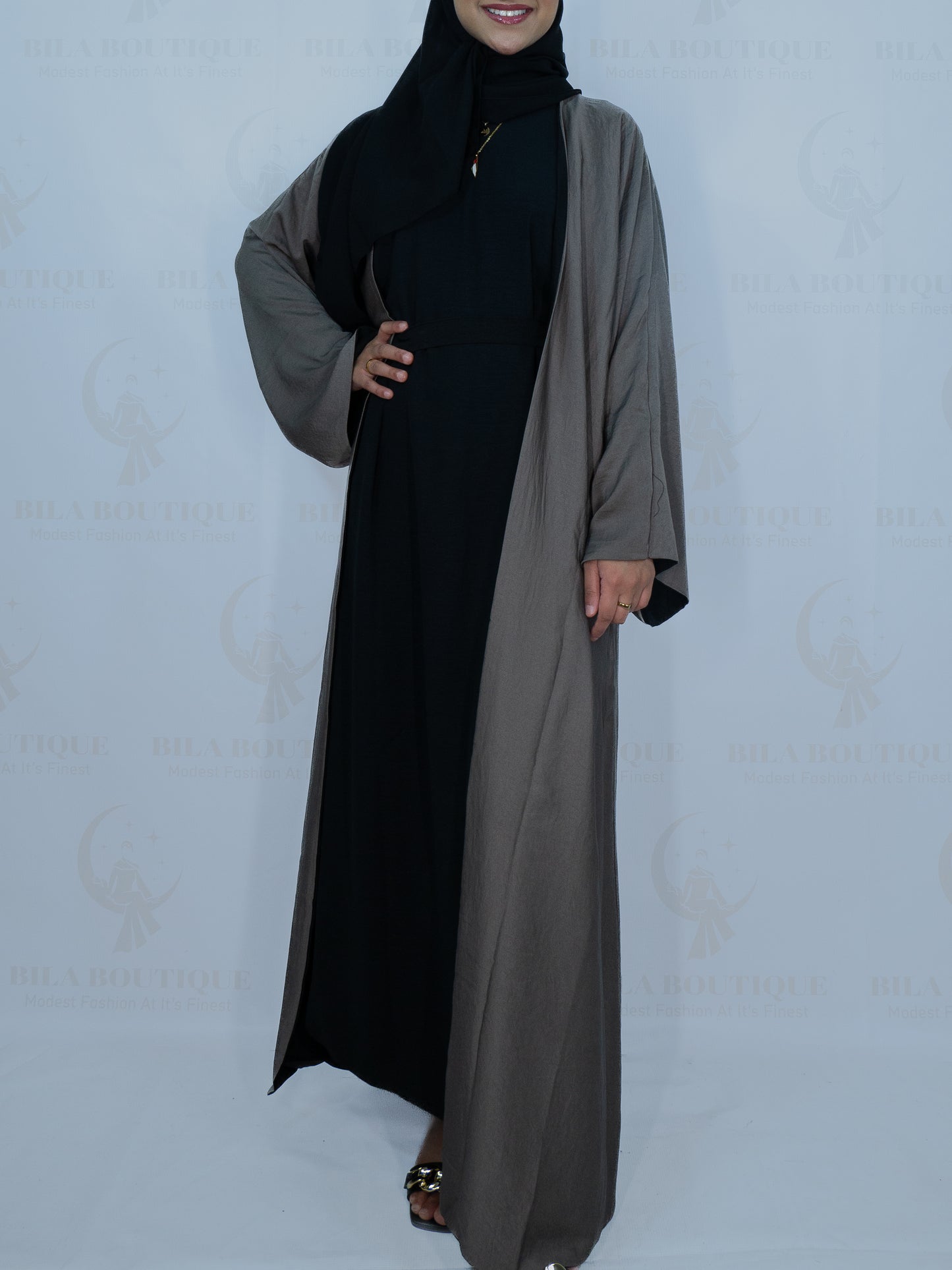 Grey/Black Double Sided Abaya