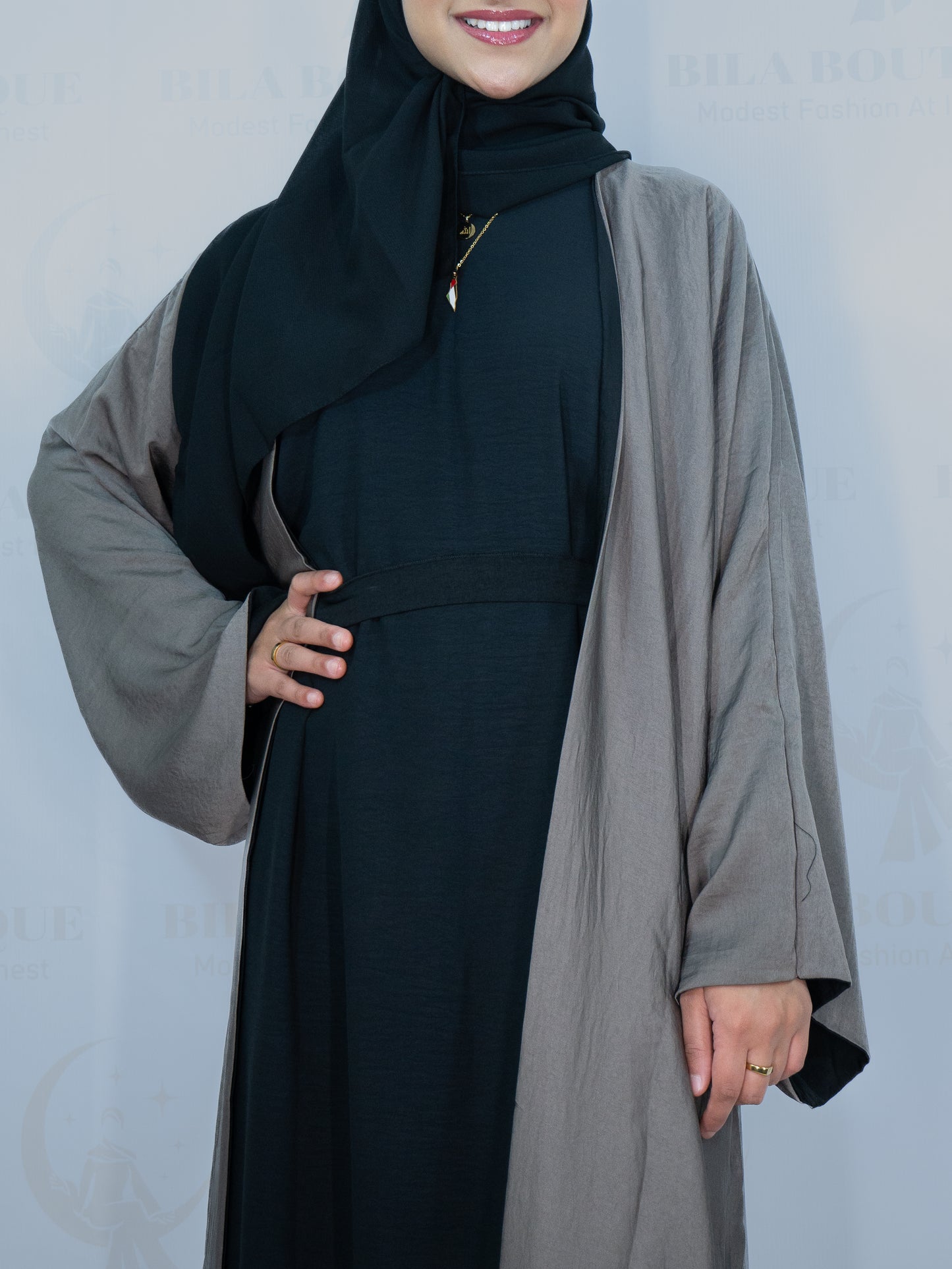 Grey/Black Double Sided Abaya