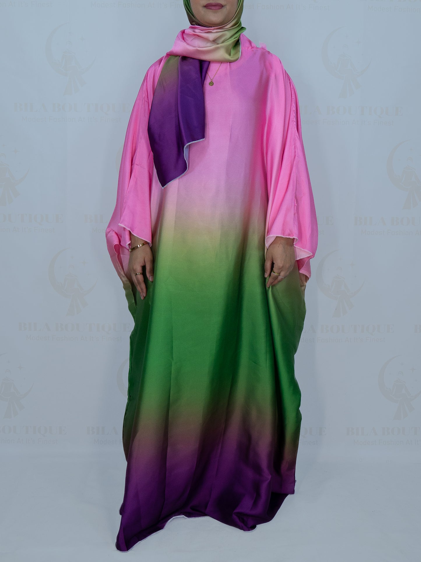 Pink/Green Ombre Abaya