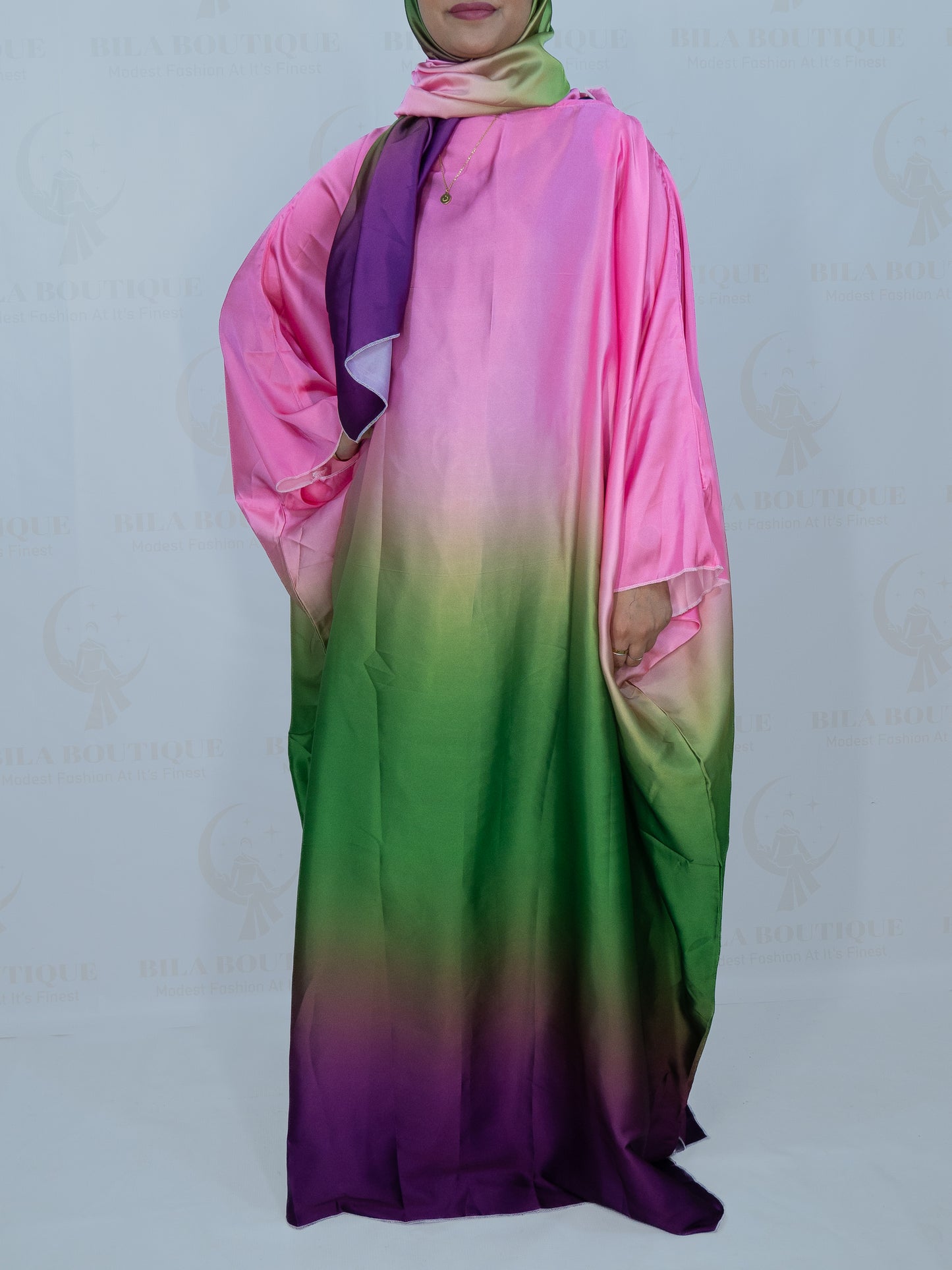 Pink/Green Ombre Abaya