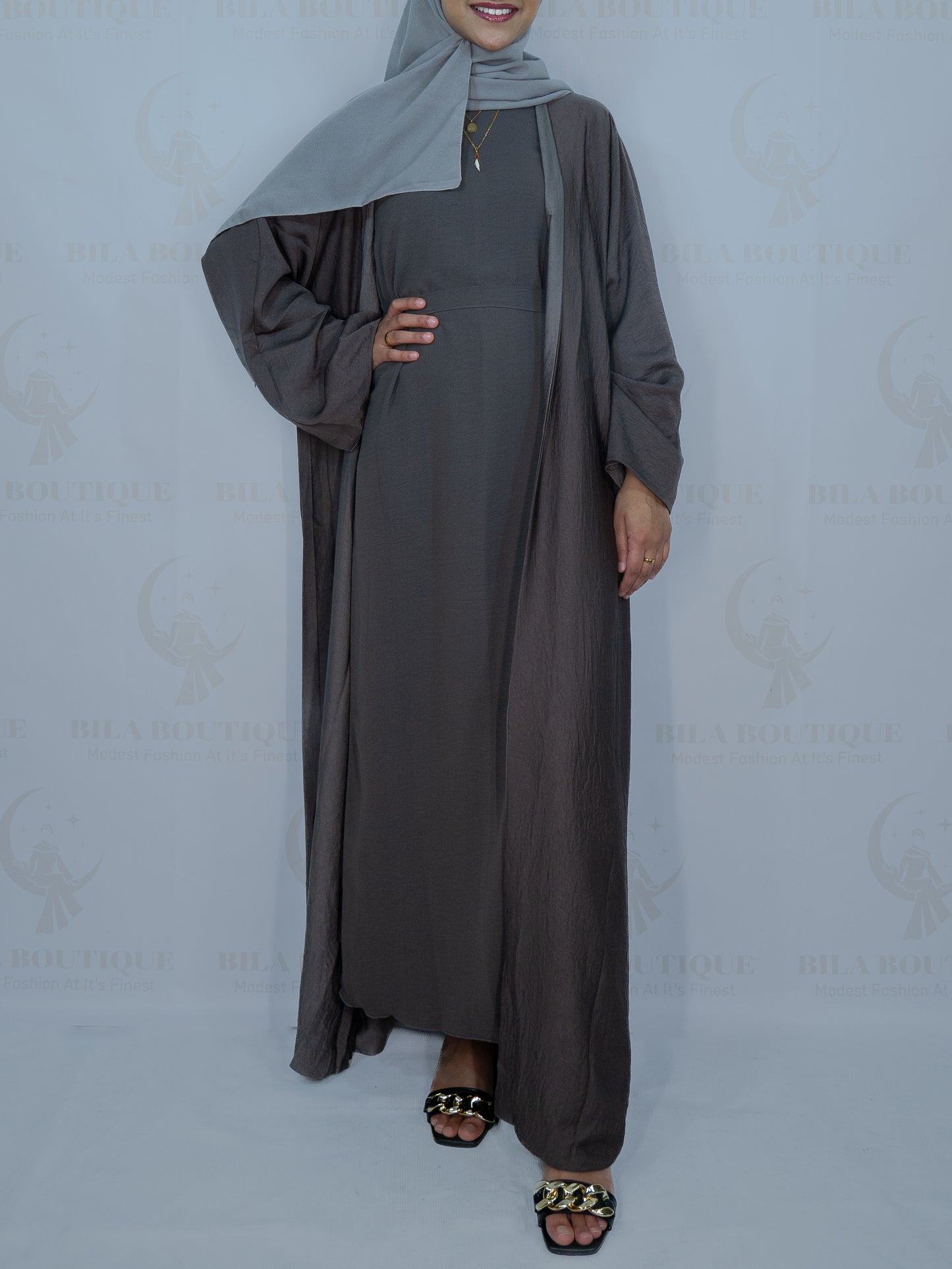 Grey Double Sided Abaya