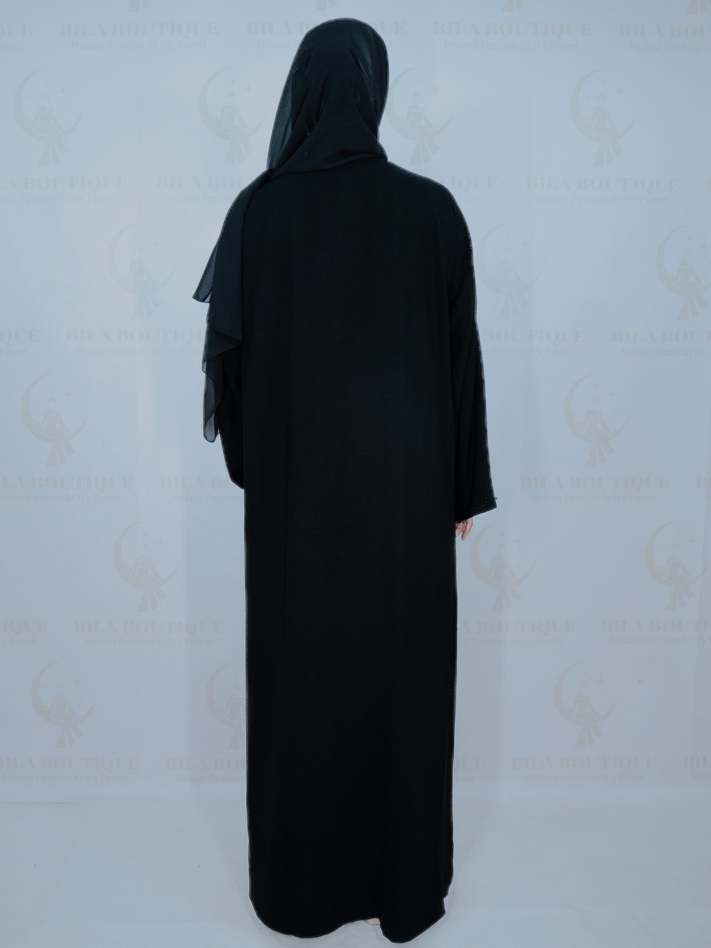 Black Knitted Beaded Abaya