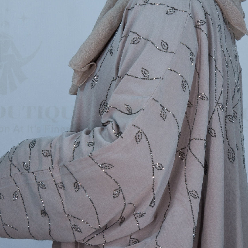 Beige Petal Vines Abaya